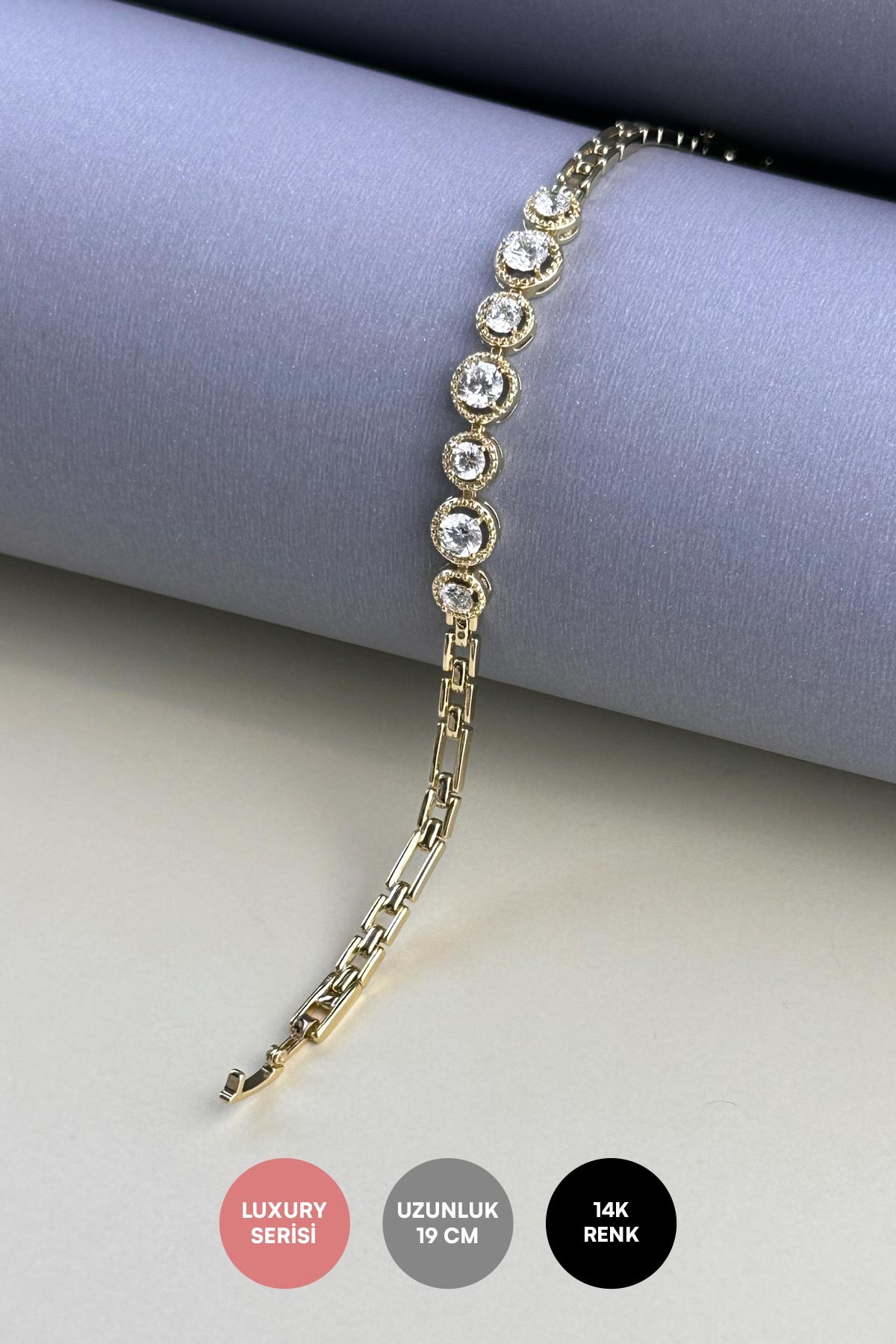 Gold İçi Boş Elips Tasarım Luxury Bileklik ABL7246