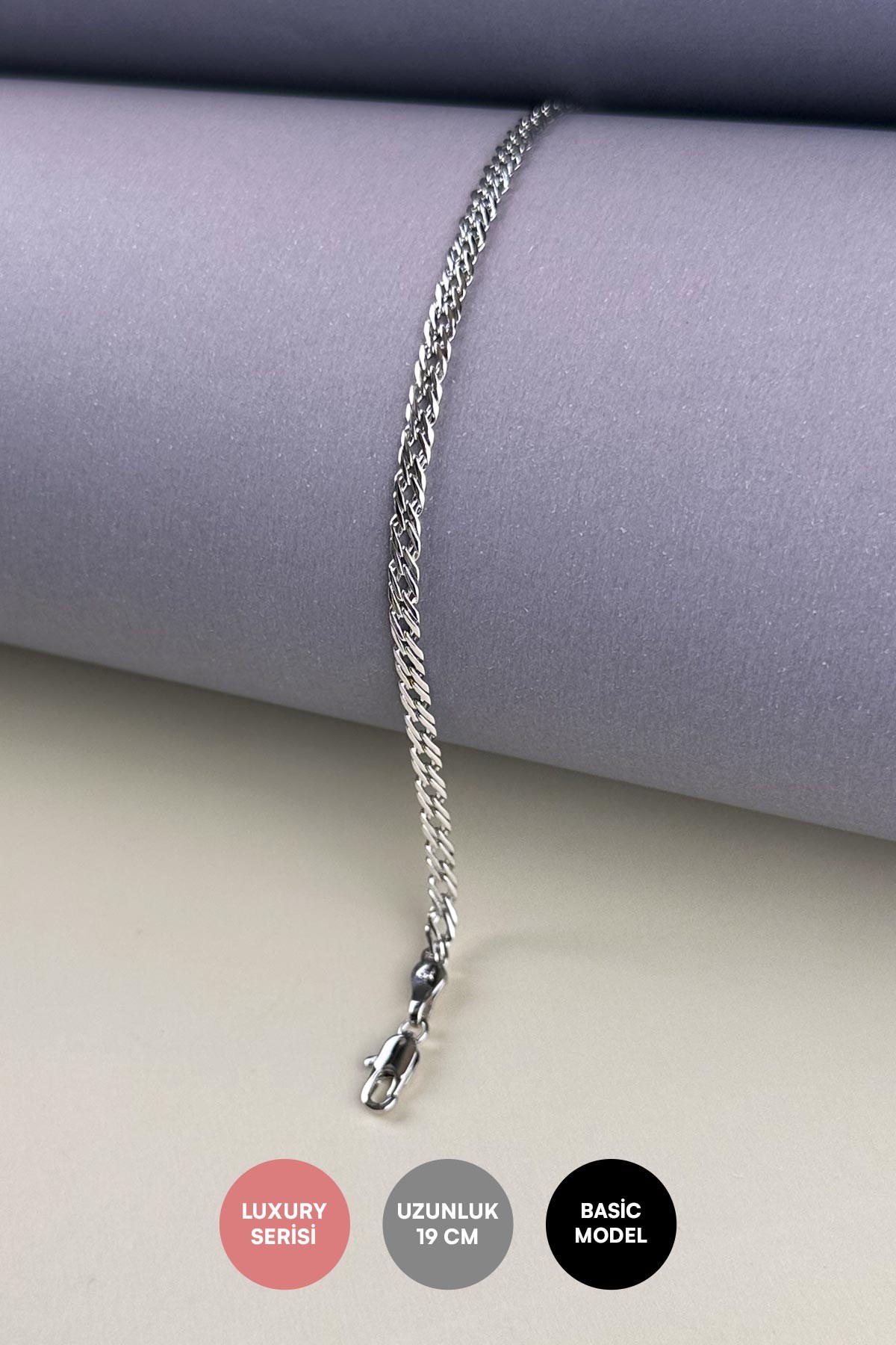 Silver Minimal Casual Zincir Luxury Bileklik ABL7247