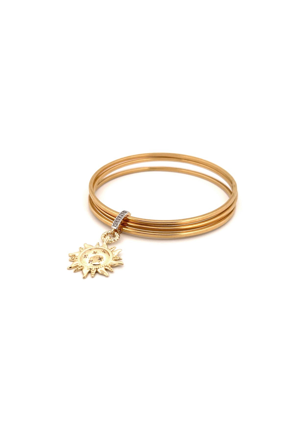 Zirkon Minimal Yıldız Detay Gold Güneş Ajda Charm ABL6549