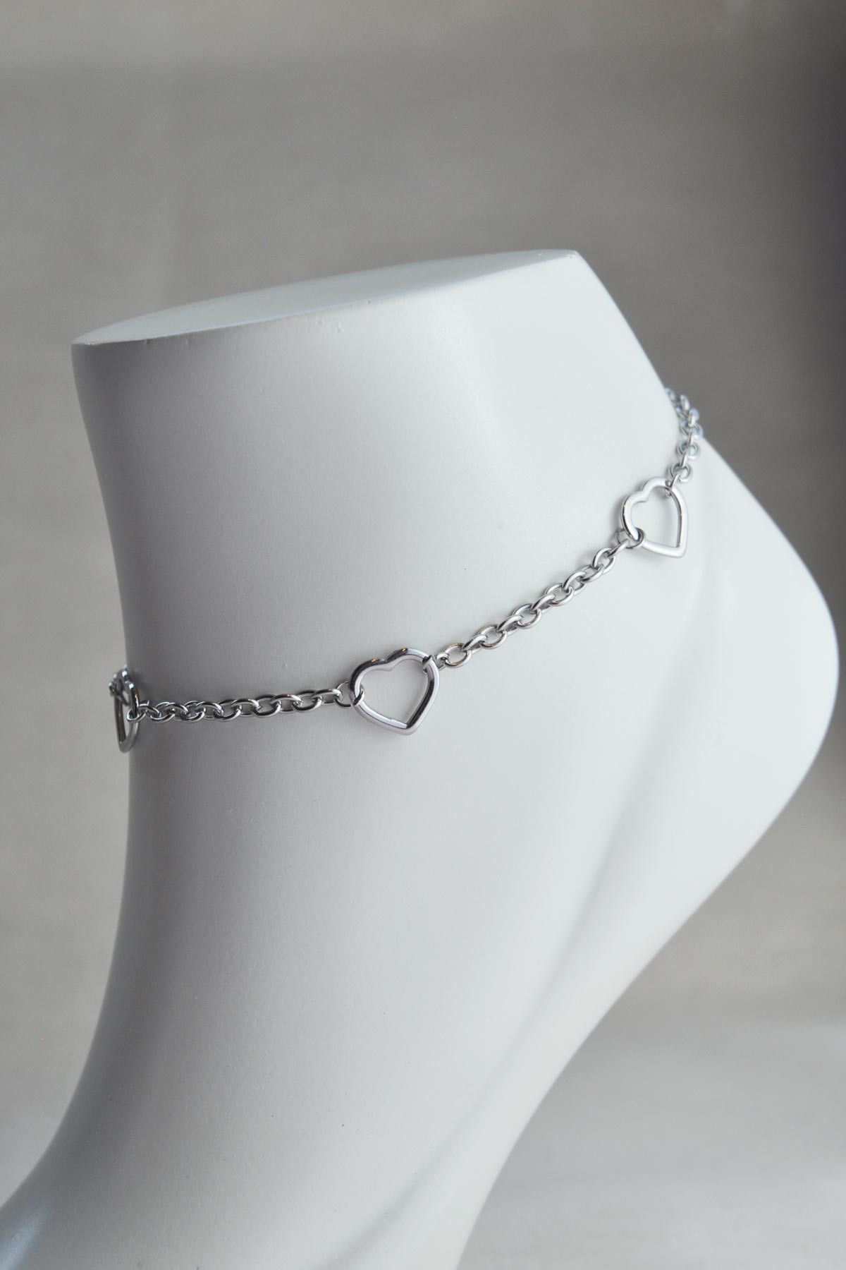 Silver İçi Boş Tasarım Üç Kalp Çelik Halhal AHL1354