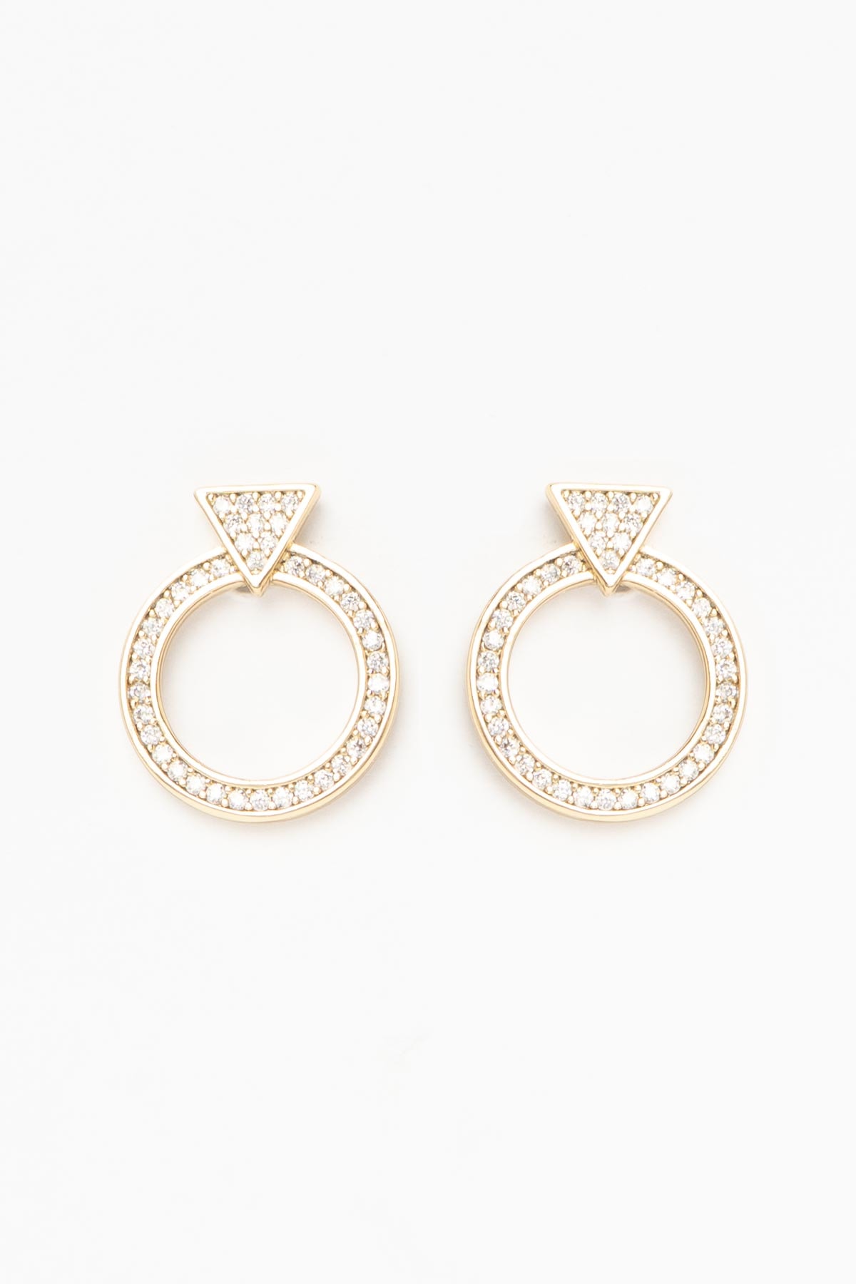 Gold Ok Uçlu Zirkon Detay Çember Motif Luxury Küpe AKE9389