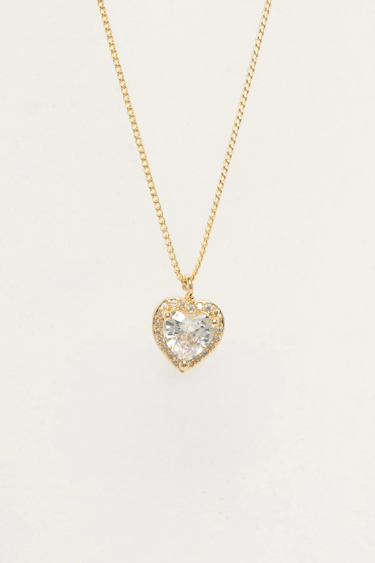 Gold Zirkon Detay Minimal Kristal Kalp Sallantılı Luxury Kolye AKL4391