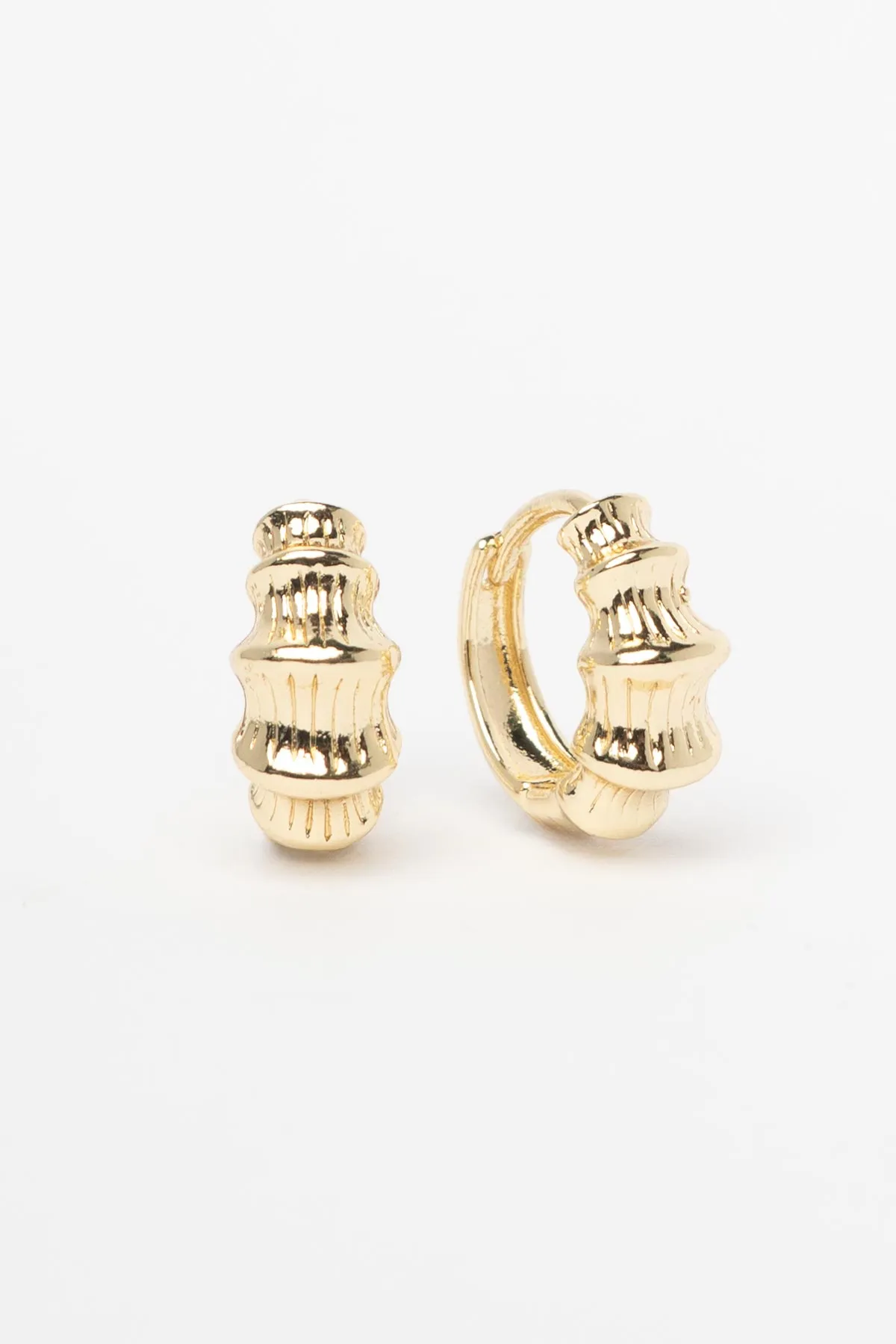 Gold 14K Desenli Halka Glory Küpe AKE9809