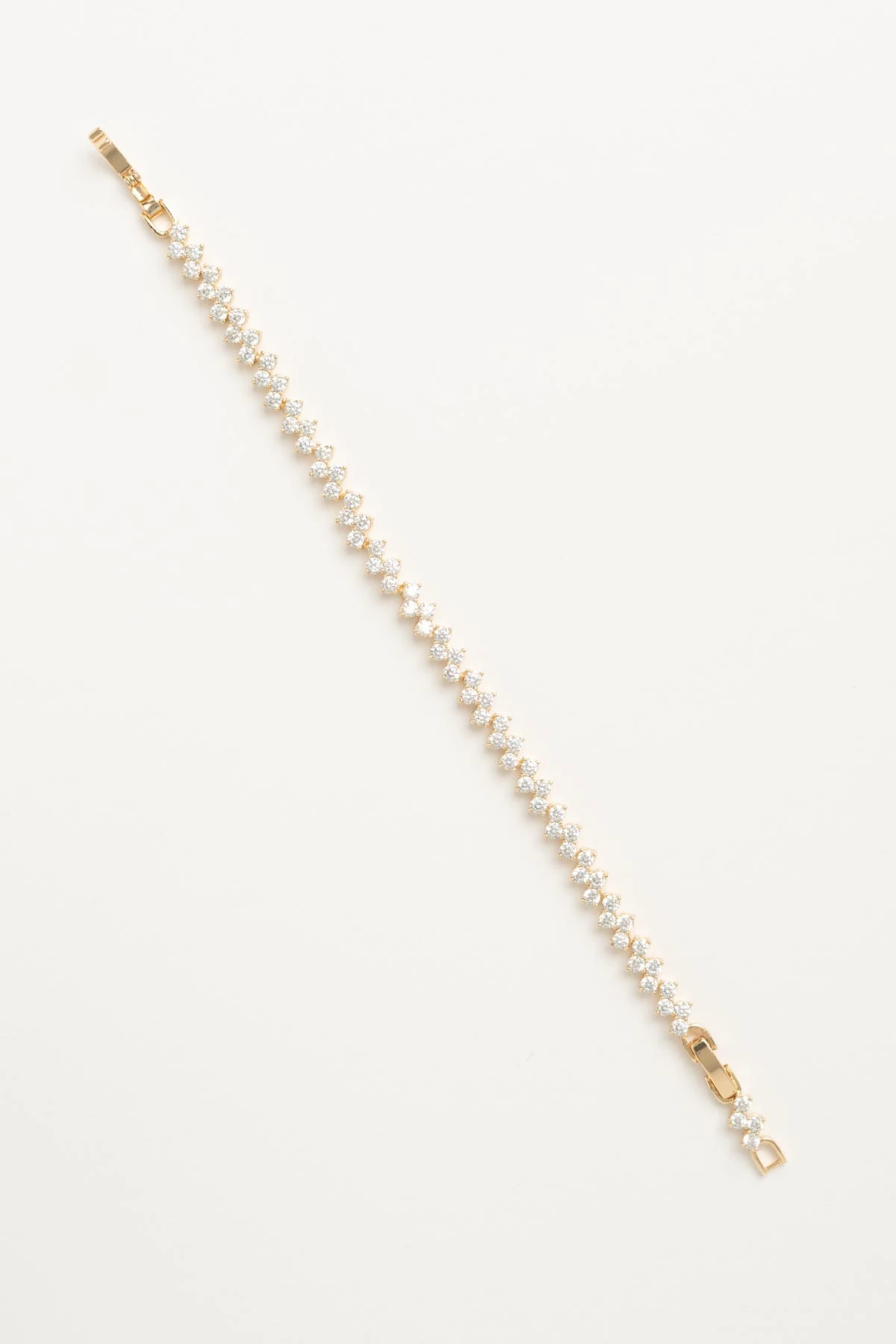 Gold İkili Çapraz Kristal Taş Tasarım Luxury Bileklik ABL7631