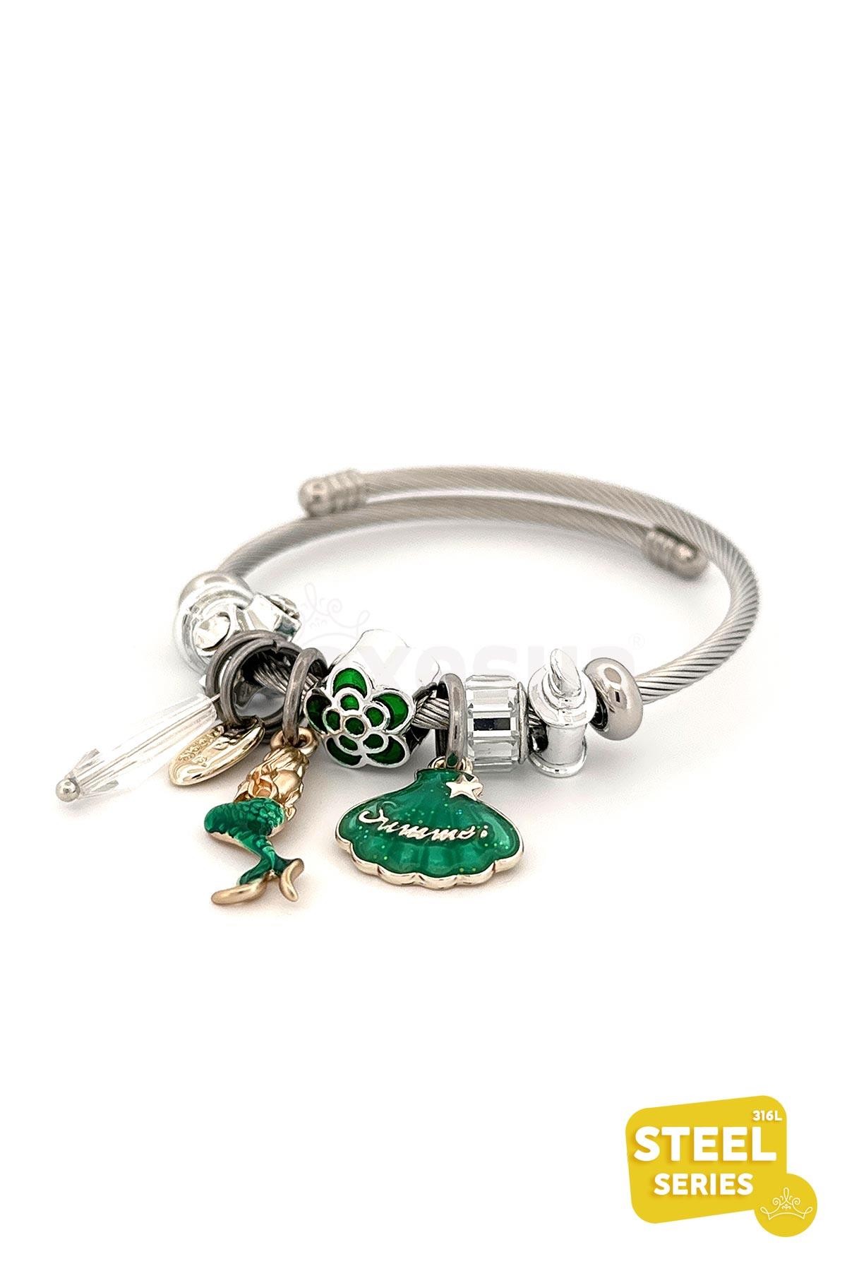 Green Mermaid Charm Sallantılı Bileklik ABL1783