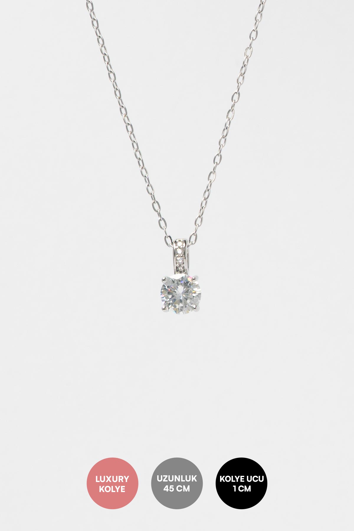 Silver Tektaş Sallantılı Luxury Kolye AKL4242