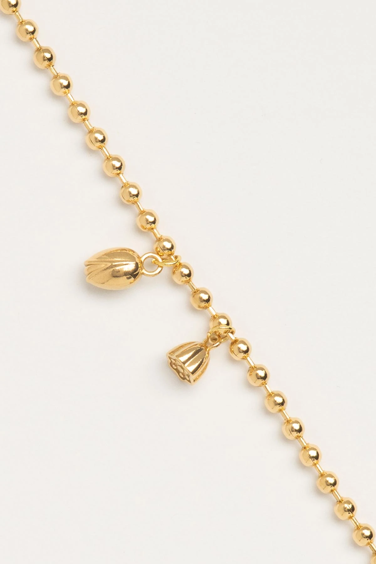 Gold Topçuk Sıralı Tasarım Lale Sallantılı Çelik Bileklik ABL6219