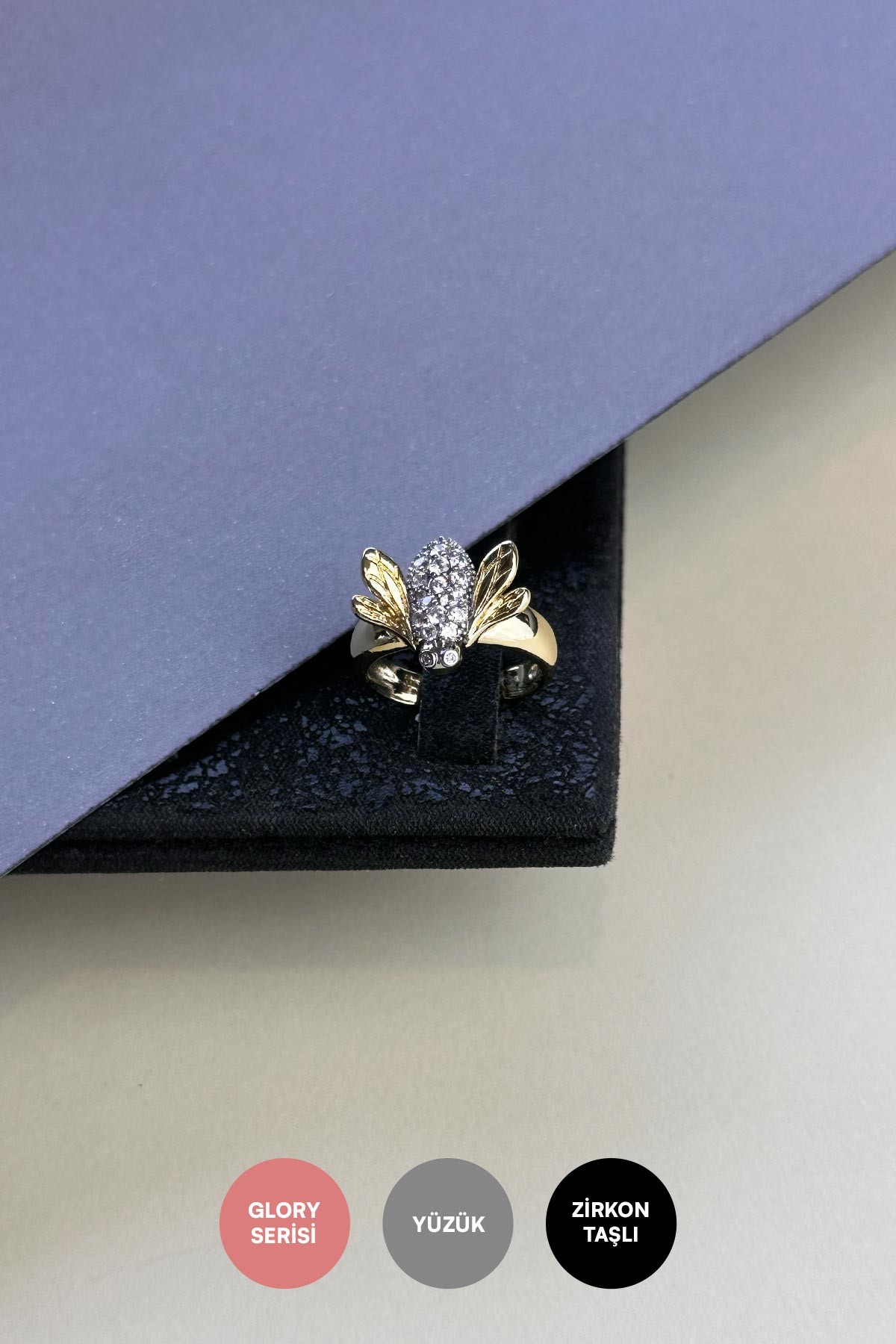Gold Zirkon Beetle Glory Yüzük AYZ8389