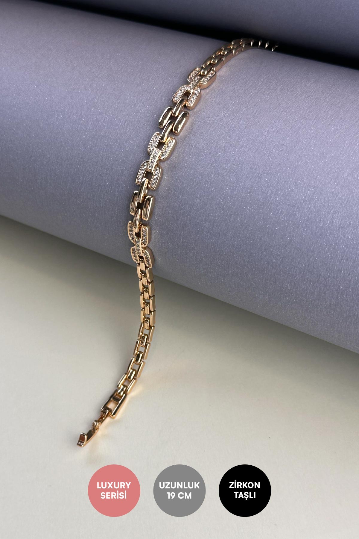 Gold Zirkon Adriel Tasarım Luxury Bileklik ABL6906