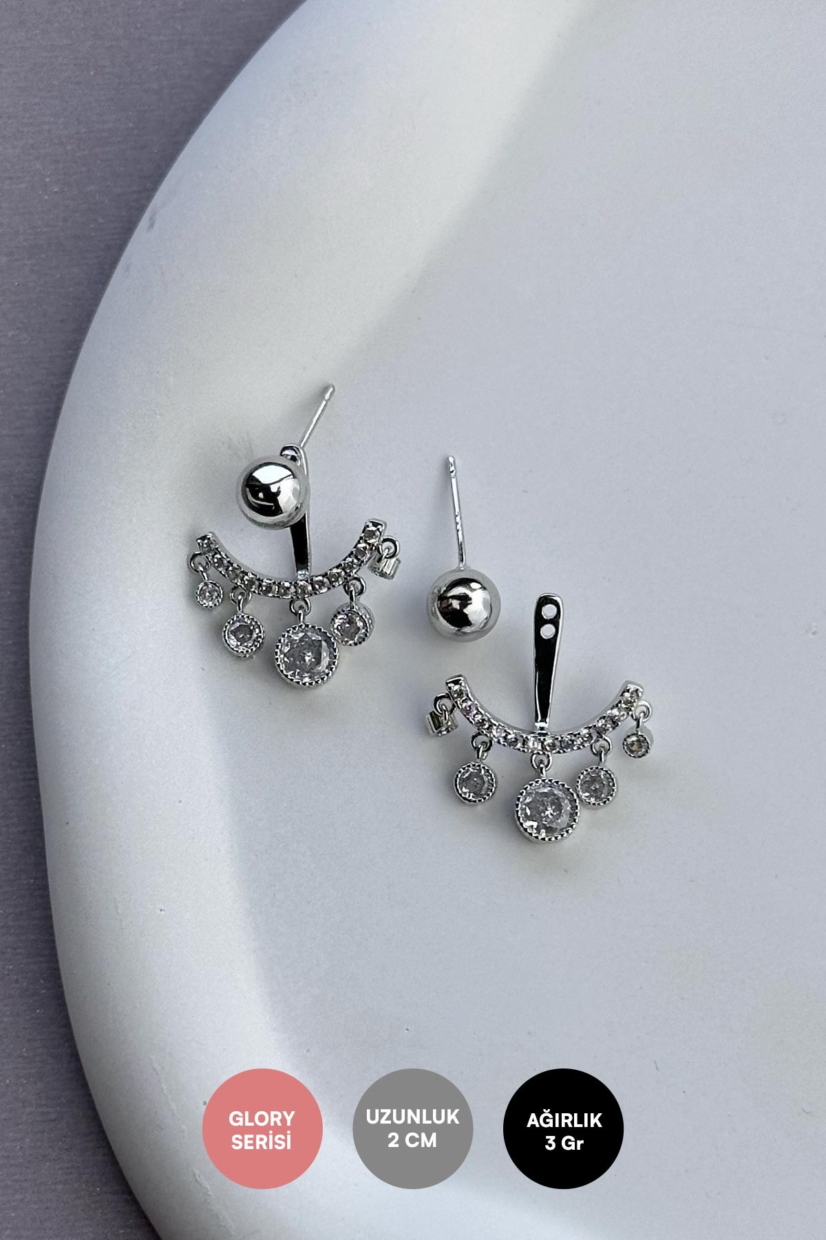 Silver Kristal Salıncak Glory Küpe AKE9200