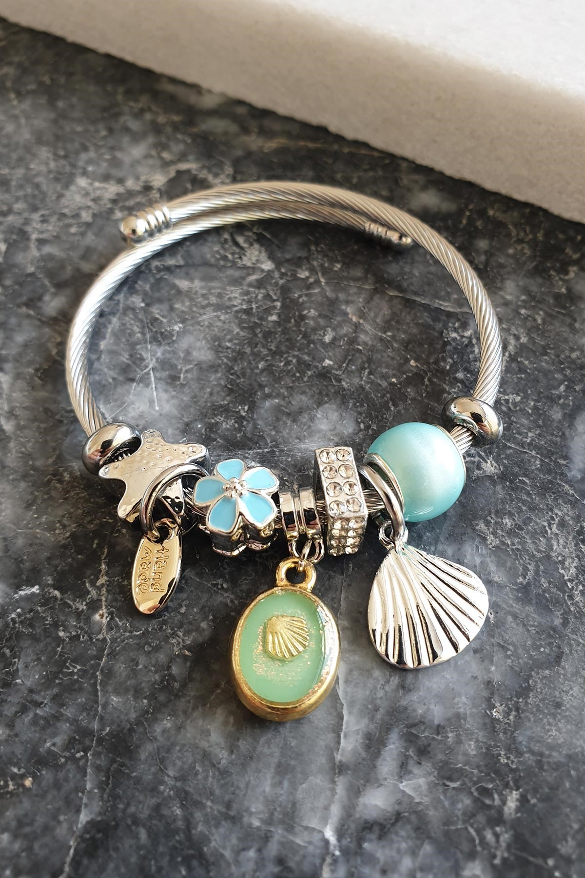 Blue Sea Shell Charm Modeli Bileklik Abl0822