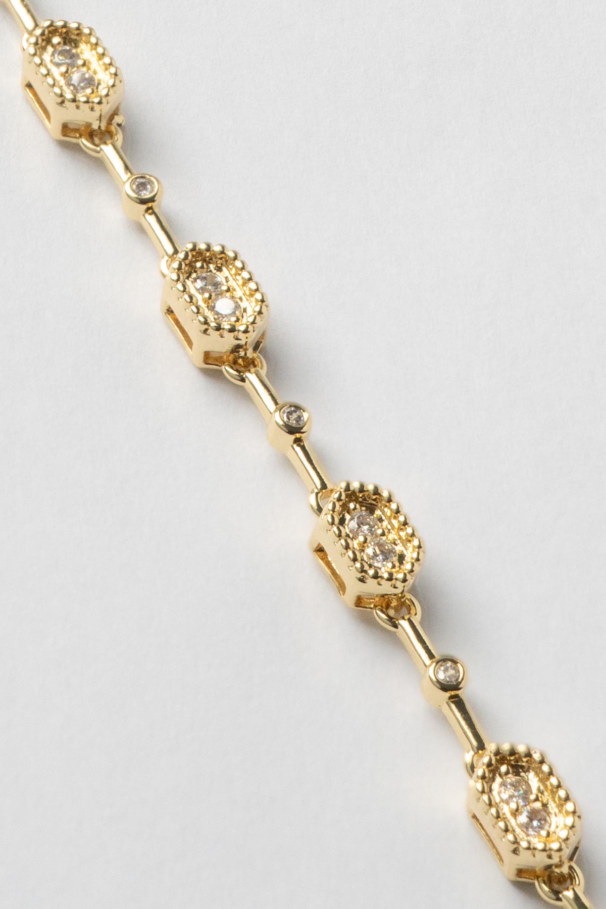 Gold 14K Minimal Topçuk Kenar Tasarım Altıgen Sıralı Luxury Bileklik ABL7398