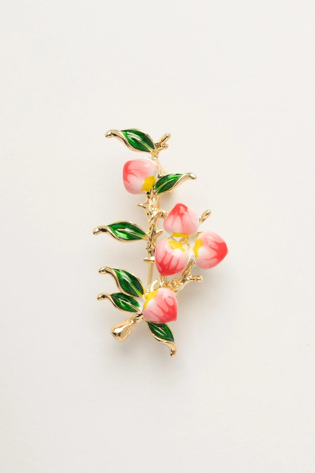 Pembe Lale Dalı Yaka Broşu ABR9146