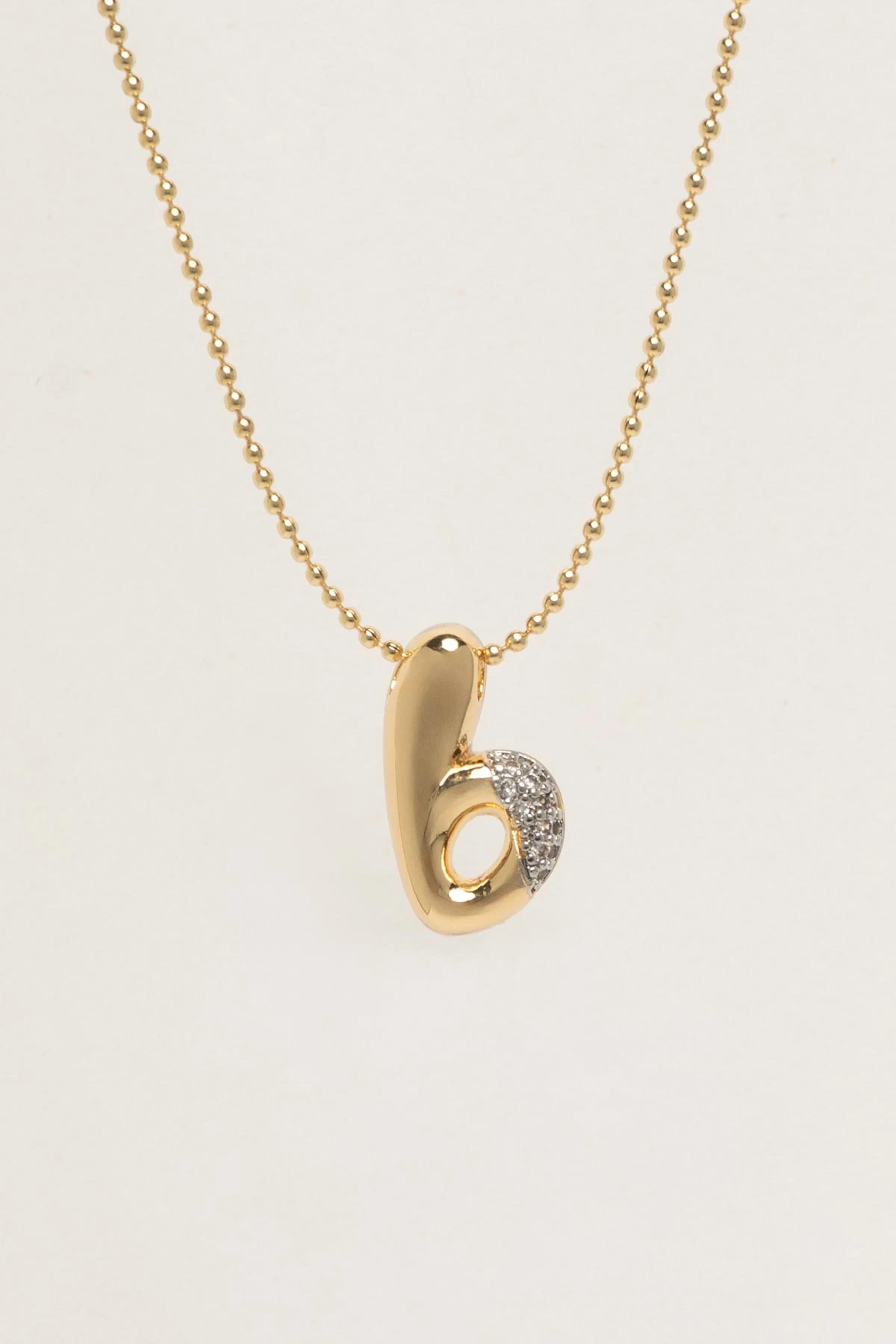 Gold Minimal Topçuk Zincir Zirkon Detay B Harf 45cm Luxury Kolye AKL4433