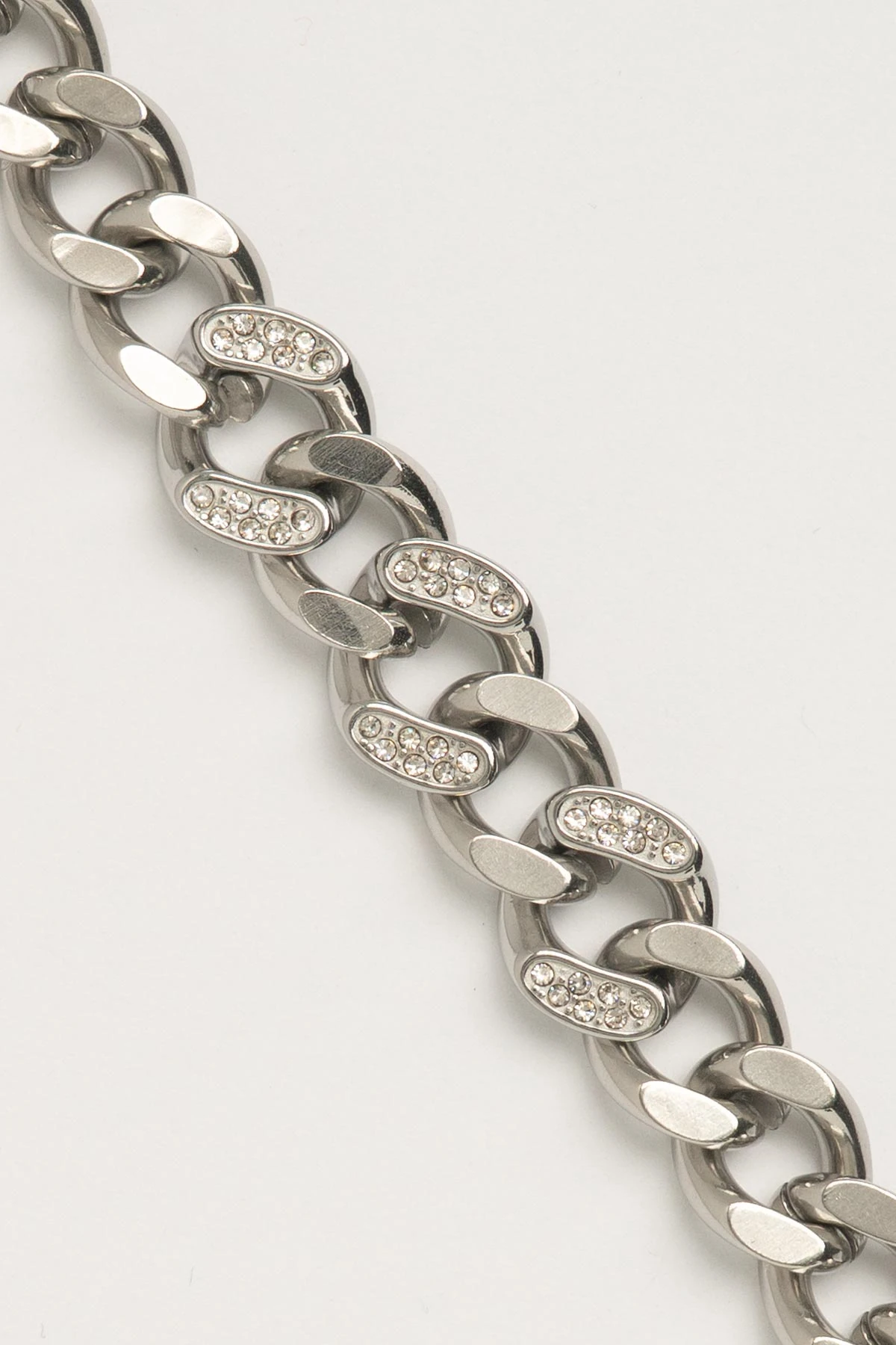 Silver Zirkon Detay Kalın Casual Zincir Çelik Bileklik ABL7210