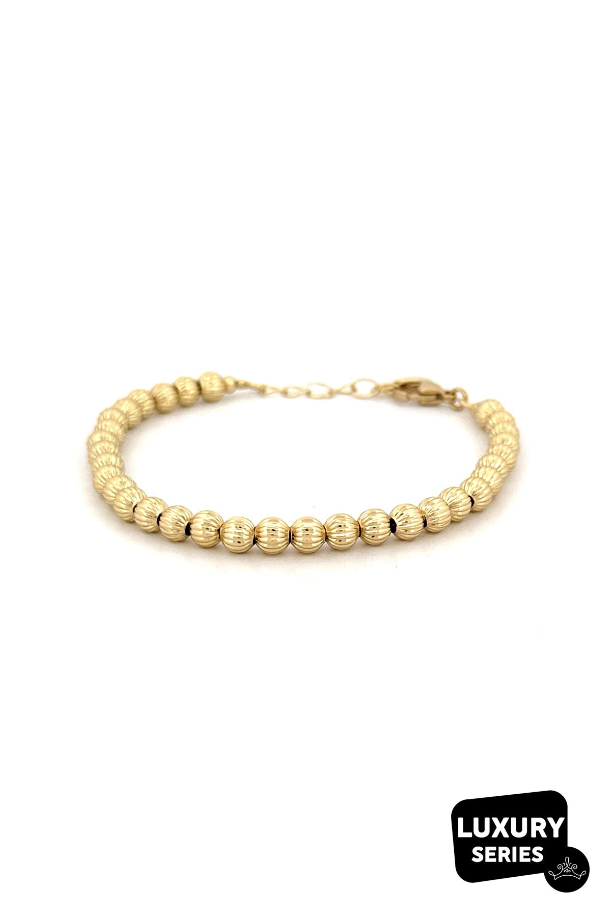 Light Gold Tasarım Lazer Kesim Büyük Topçuk Sıralı Luxury Bileklik ABL7016