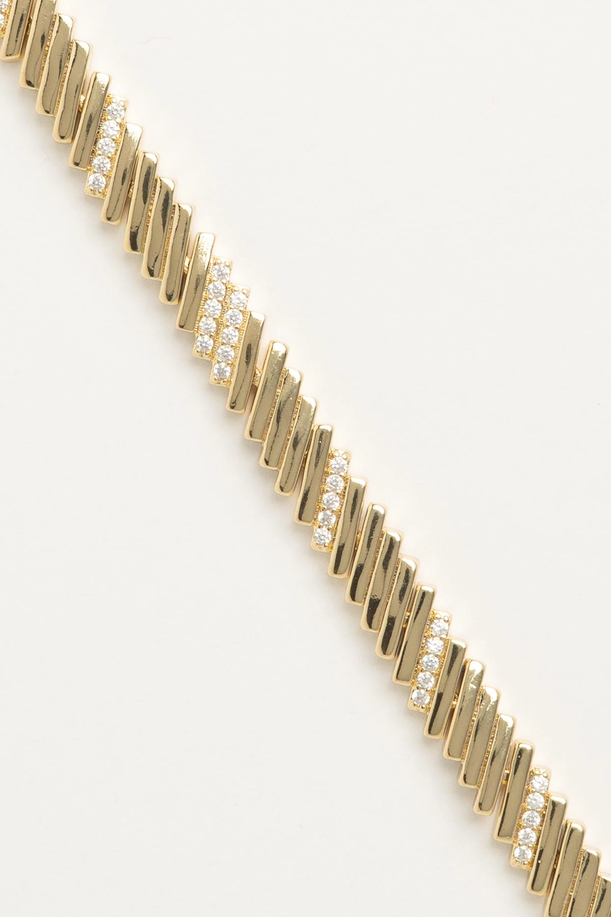 Gold 14K Zirkon Taş Detay Çapraz Sıralı Luxury Bileklik ABL7638