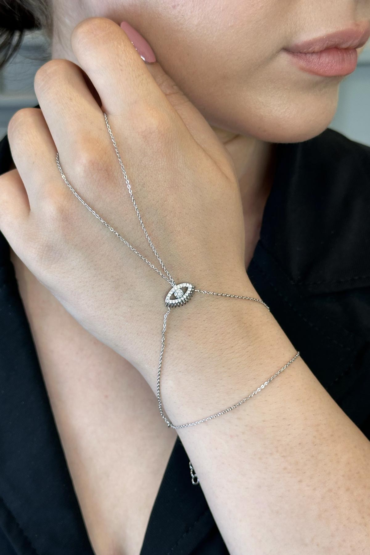 Silver Zirkon Minimal Kirpikli Göz Tasarım Şahmeran ASH1102