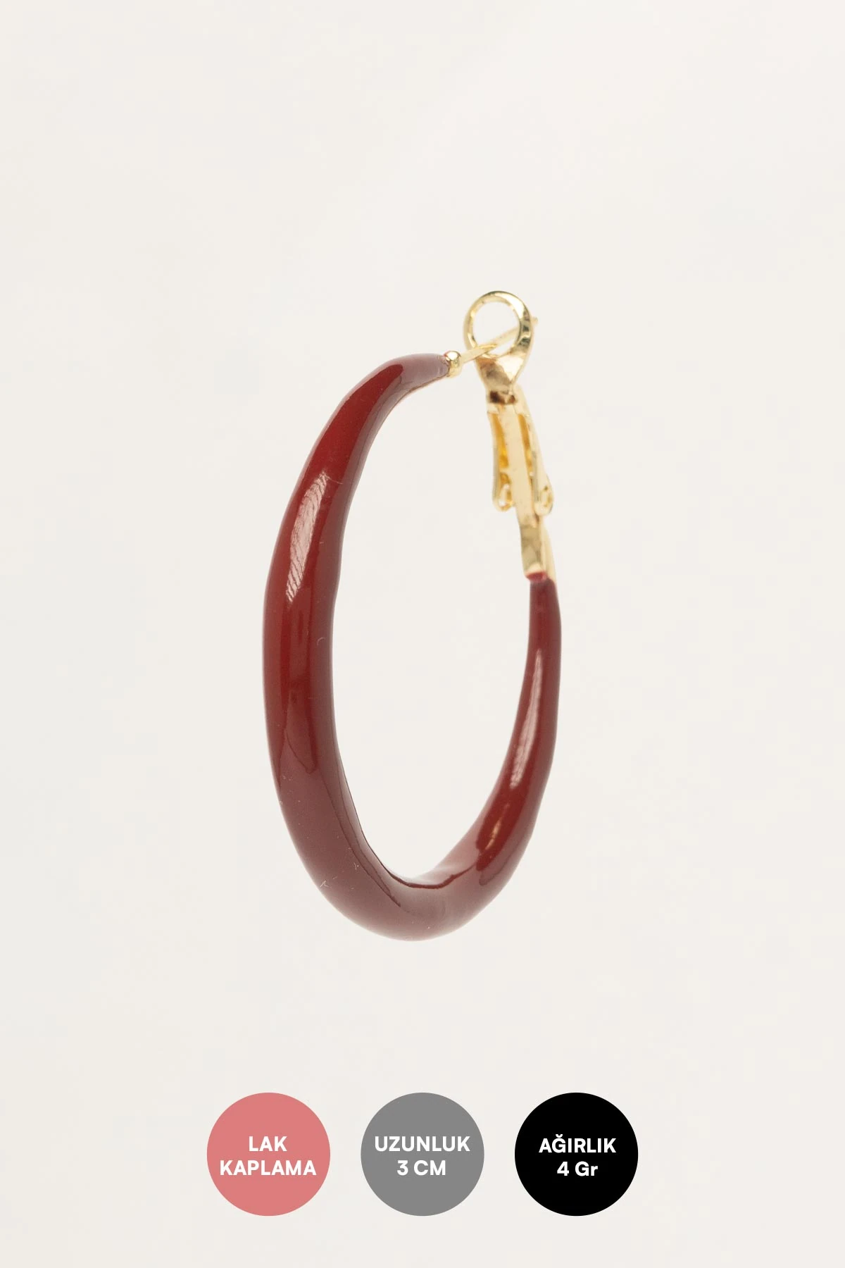 Kahverengi Deri Görünümlü Büyük Halka Stefany Küpe AKE9644