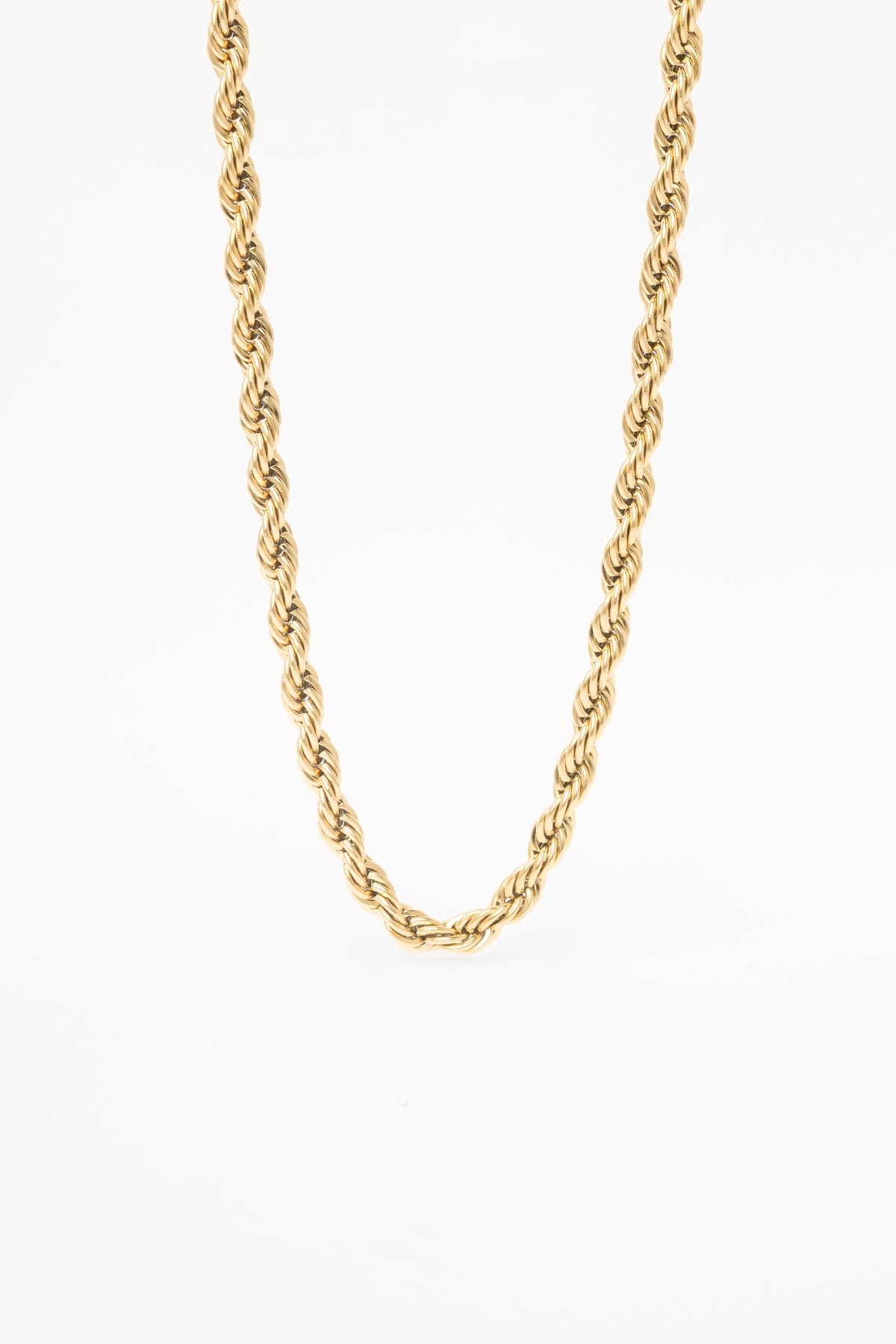 Gold Kalın Burgu Zincir 60cm Çelik Kolye AKL4379