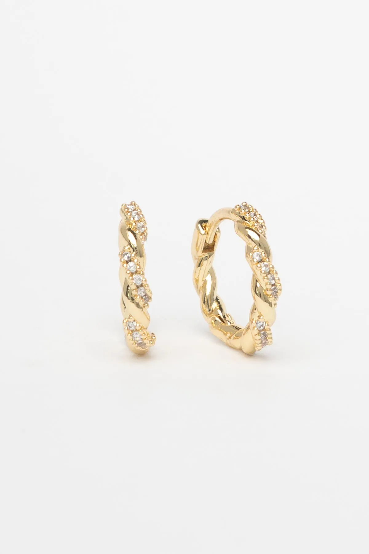 Gold 14K Simli Sarmal Burgu Tasarım Halka Glory Küpe AKE9757