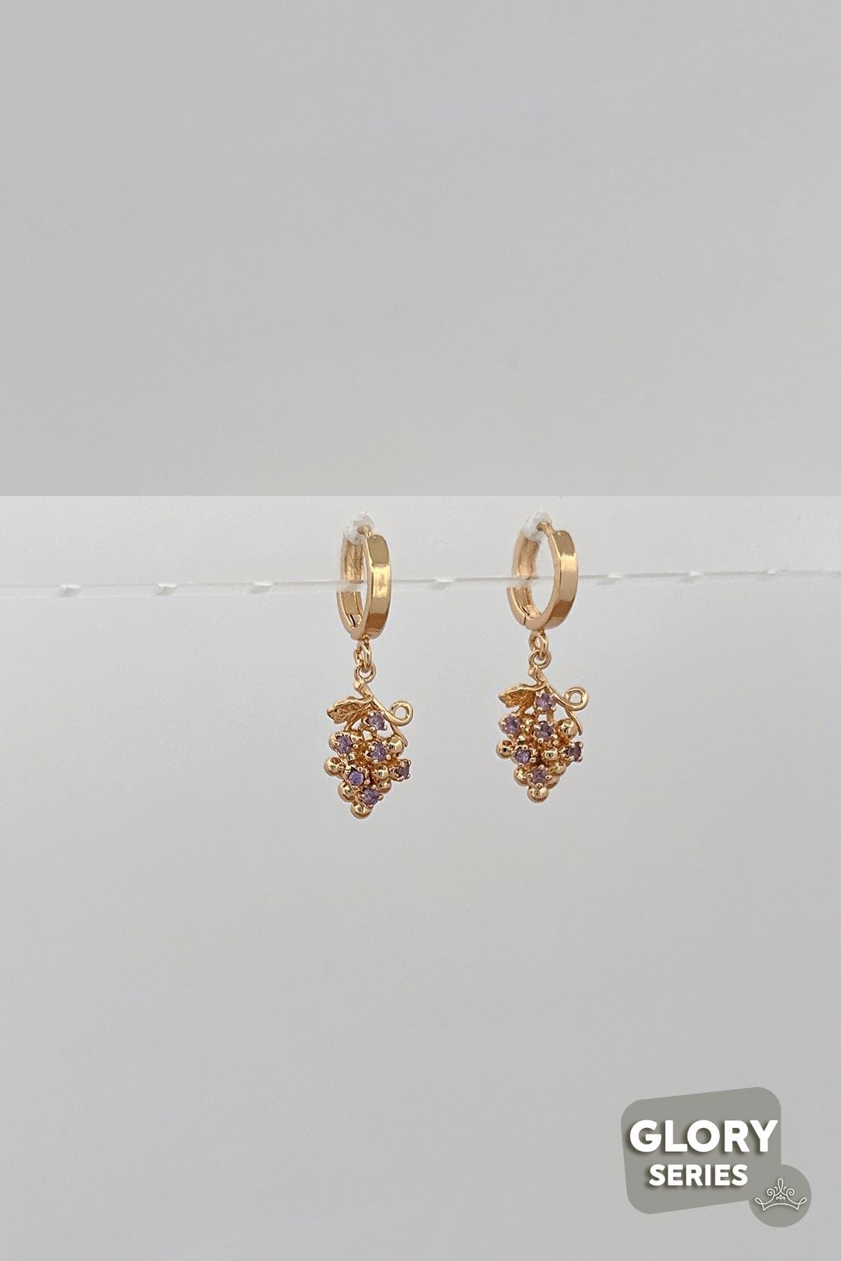 Gold Kristal Üzüm Salkımı Glory Küpe AKE6423