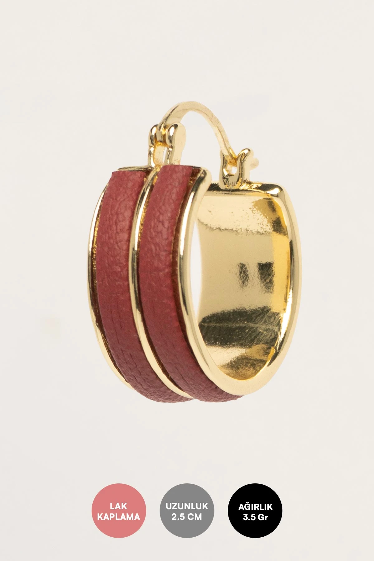 Bordo Çift Çizgi Halka Stefany Küpe AKE9776