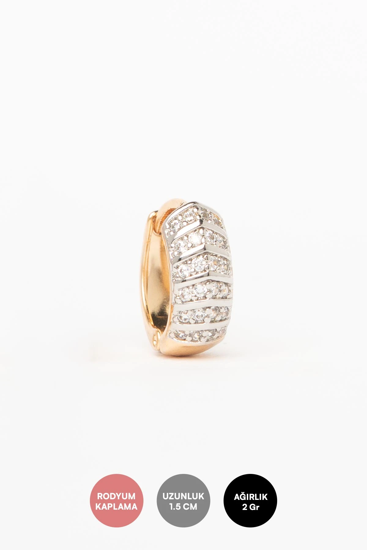 Gold Zirkon Kaplı Dolgulu Mini Halka Luxury Küpe AKE9551