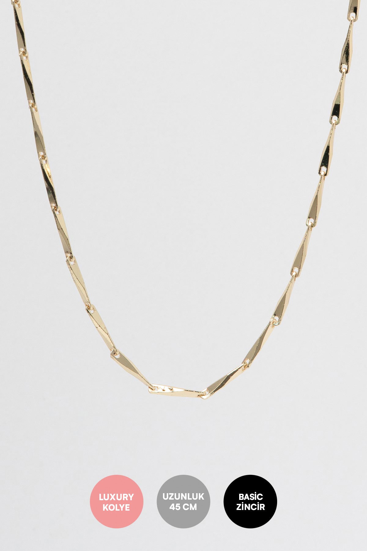 Gold 14K Prizma Tasarım Zincir Luxury Kolye AKL4259