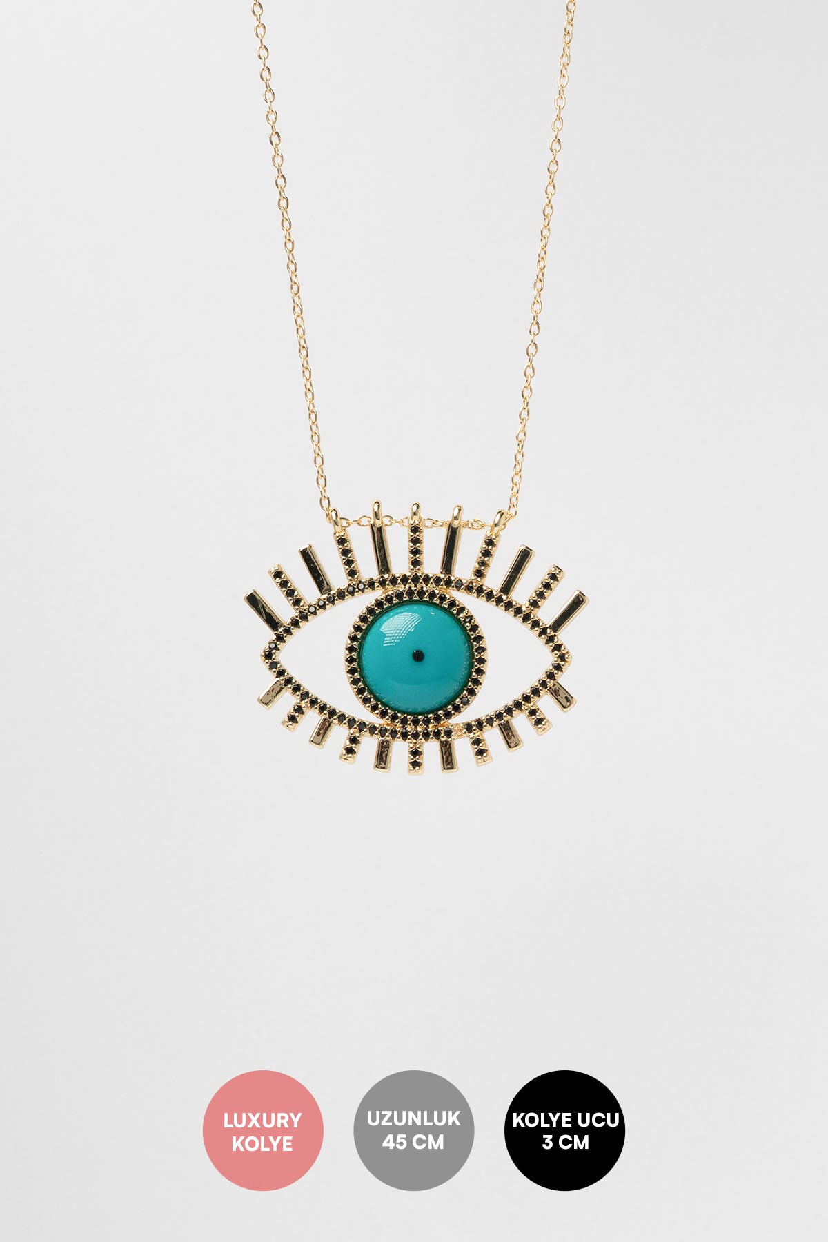 Gold Turquoise Gaze Luxury Kolye AKL4281