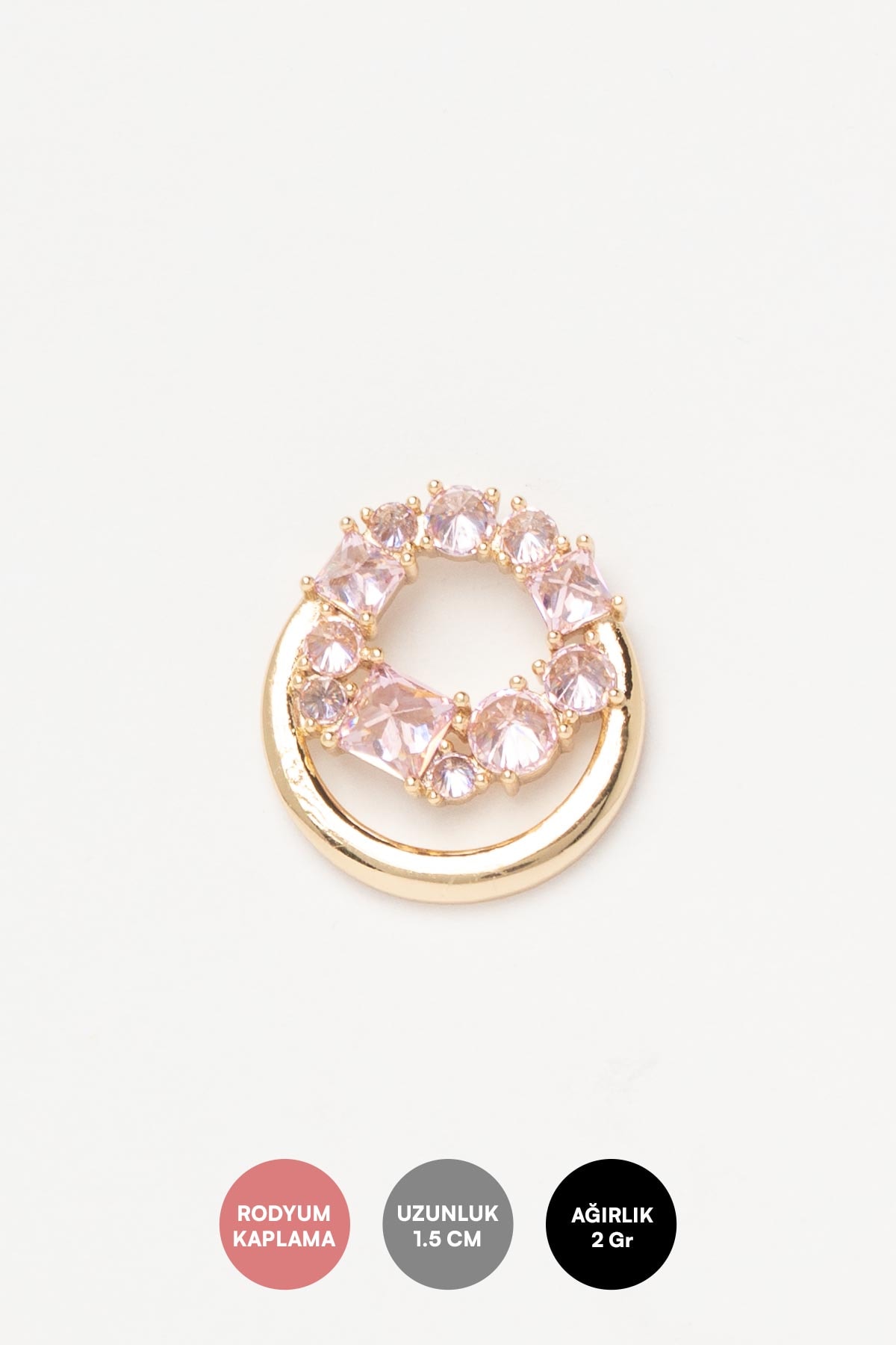 Gold Pembe Taşlı Çember İçinde Çember Tasarım Luxury Küpe AKE9400