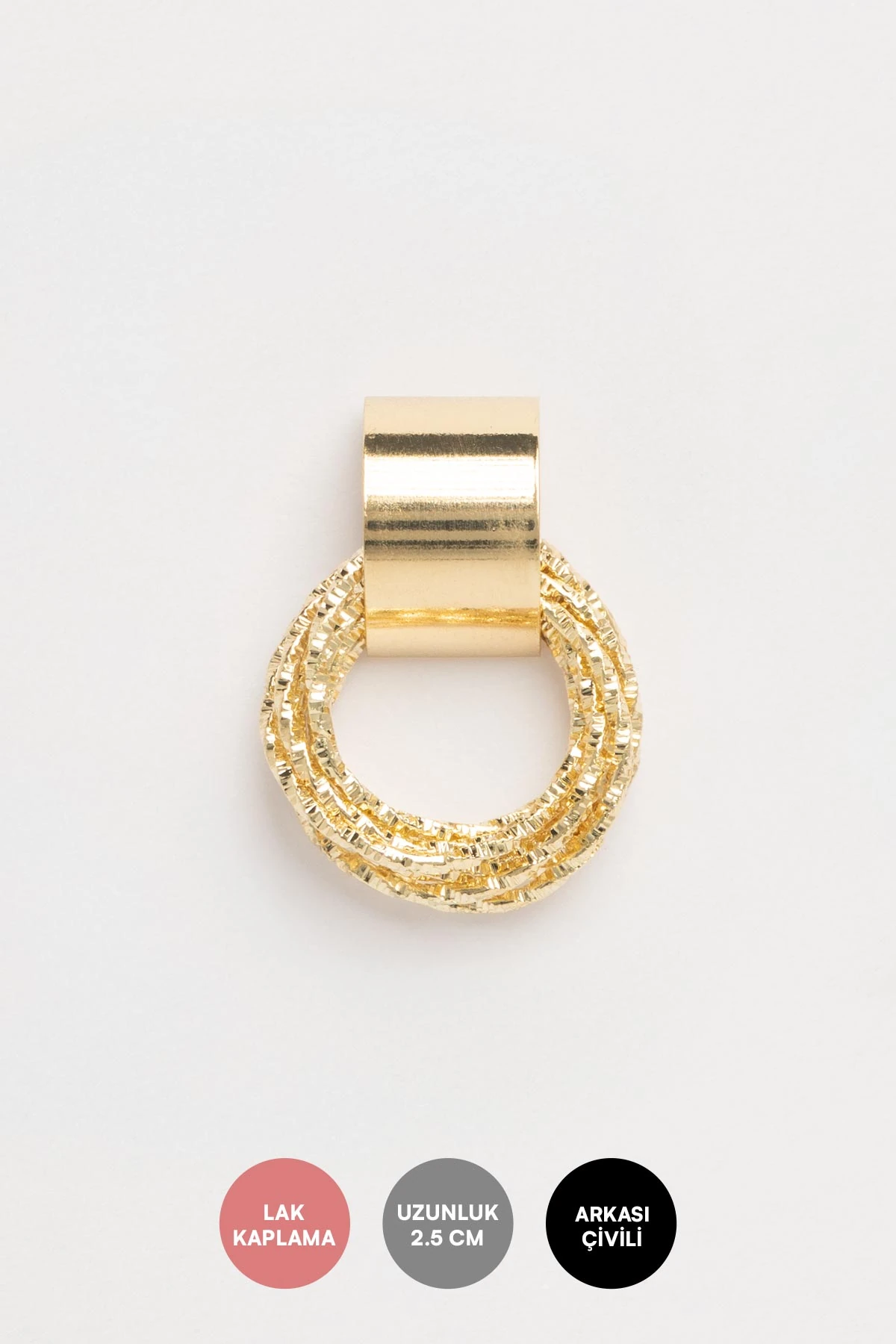 Gold Halka Şeklinde Sarılı Burgu Zincir Tasarım Stefany Küpe AKE9576