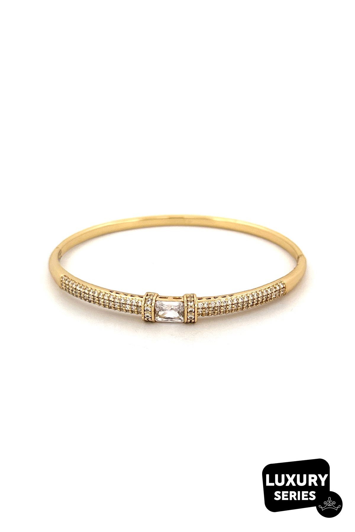 Baget Taş Detay Gold Zirkon Tasarım Luxury Kelepçe ABL7084