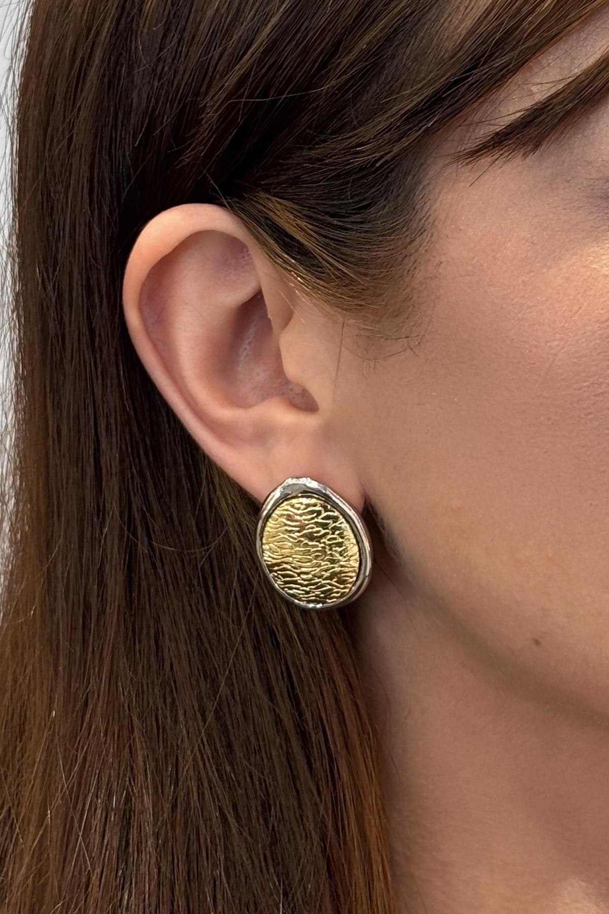 Crocodil Eye Gold Ve Silver Tasarım Shiny & Stefany Küpe AKE7583