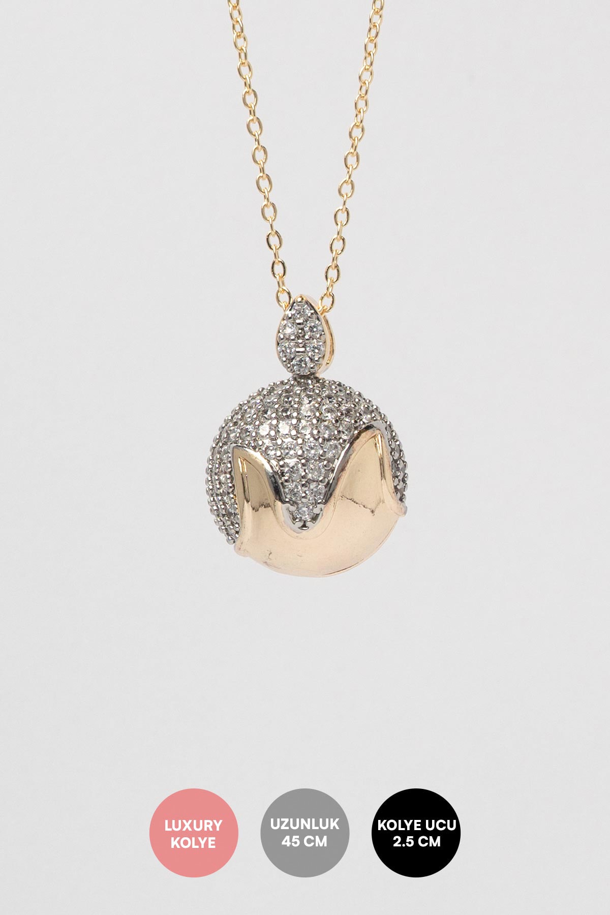Gold Luna Sphere Luxury Kolye AKL4290