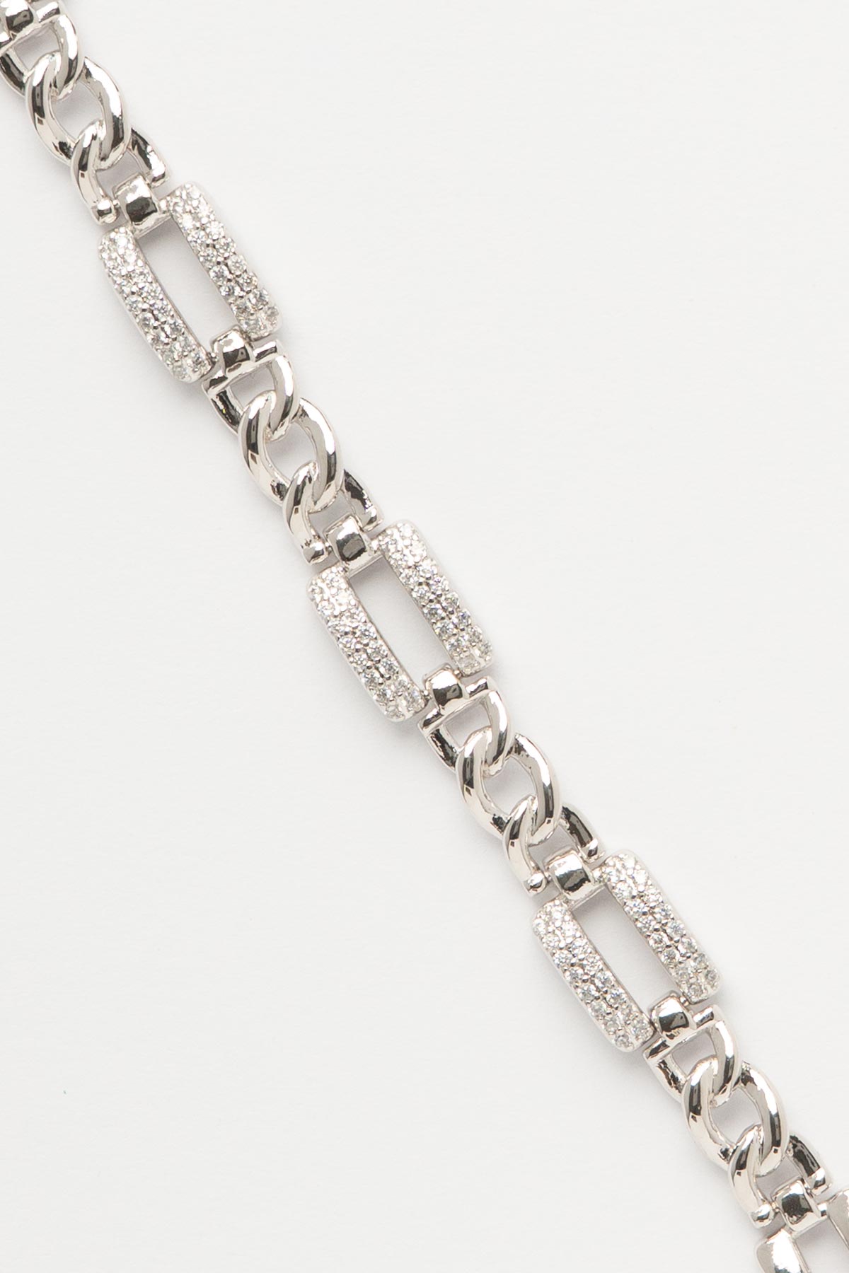 Silver Dikdörtgen Bağlantılı Taş Detay Luxury Bileklik ABL7533