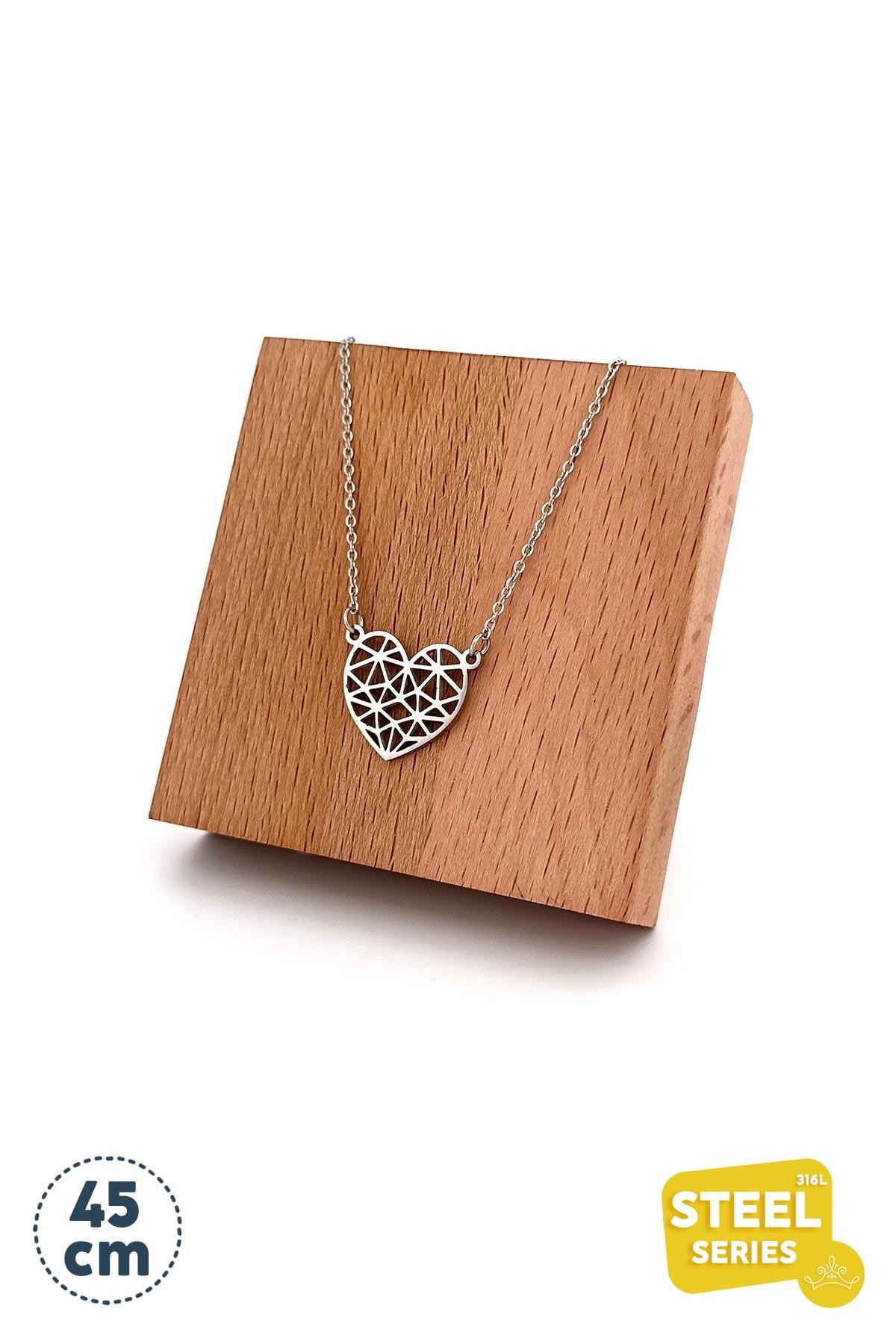 Silver Bella Cuore Çelik Kolye 45 Cm AKL1648