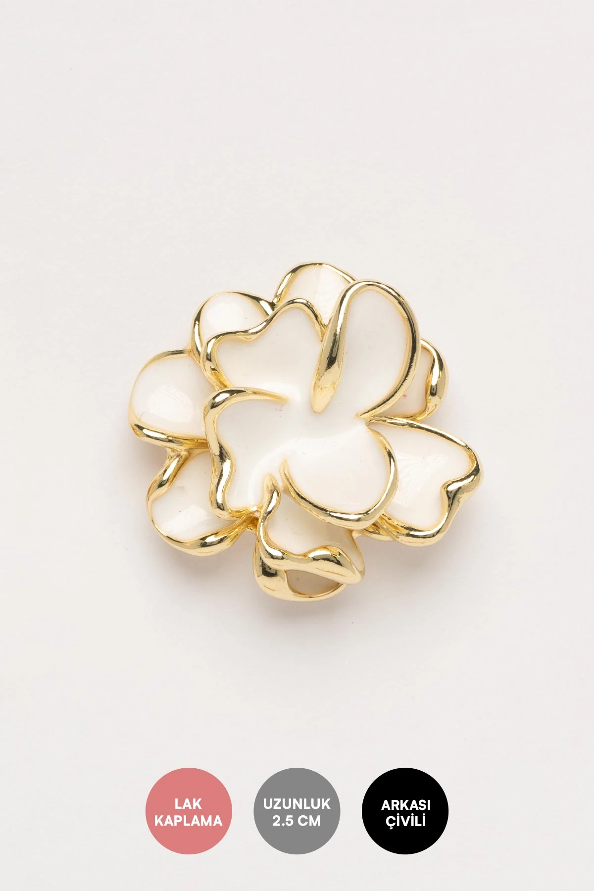 Gold Kenarlı Beyaz Seramik Tasarık Çiçek Stefany Küpe AKE9788