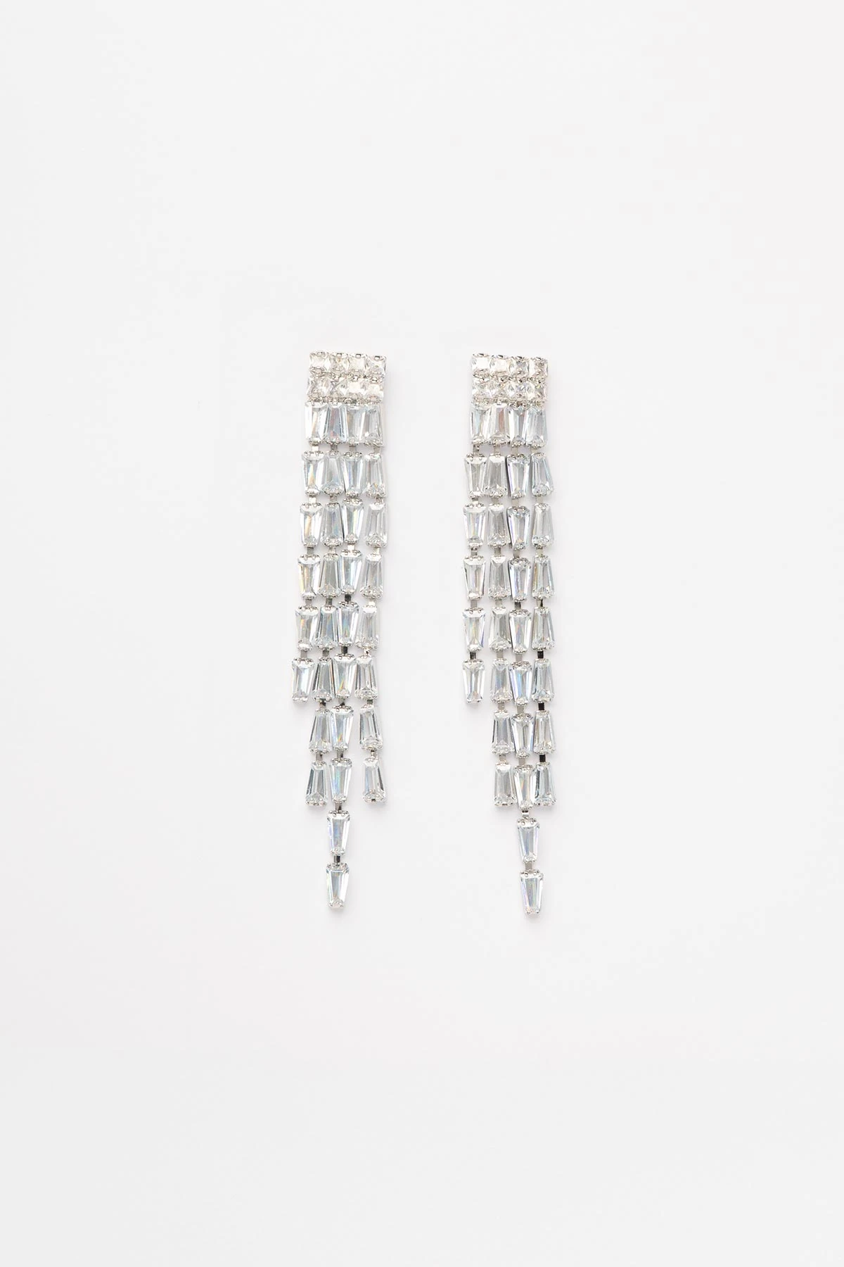 Kare Kristal Taşlarda Sallantılı Baget Taşlar Shiny Küpe AKE9519