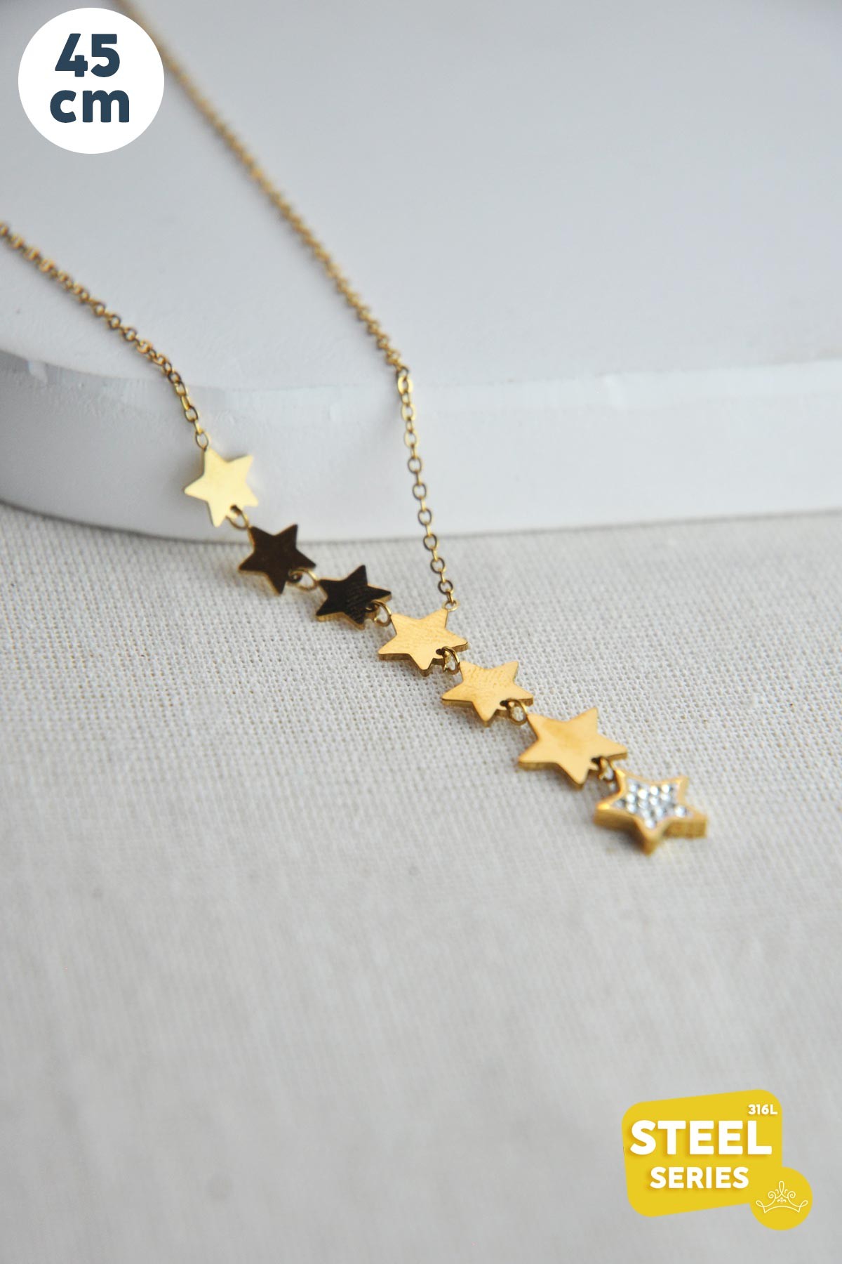 Gold All Stars Çelik Kolye 45 Cm AKL3515