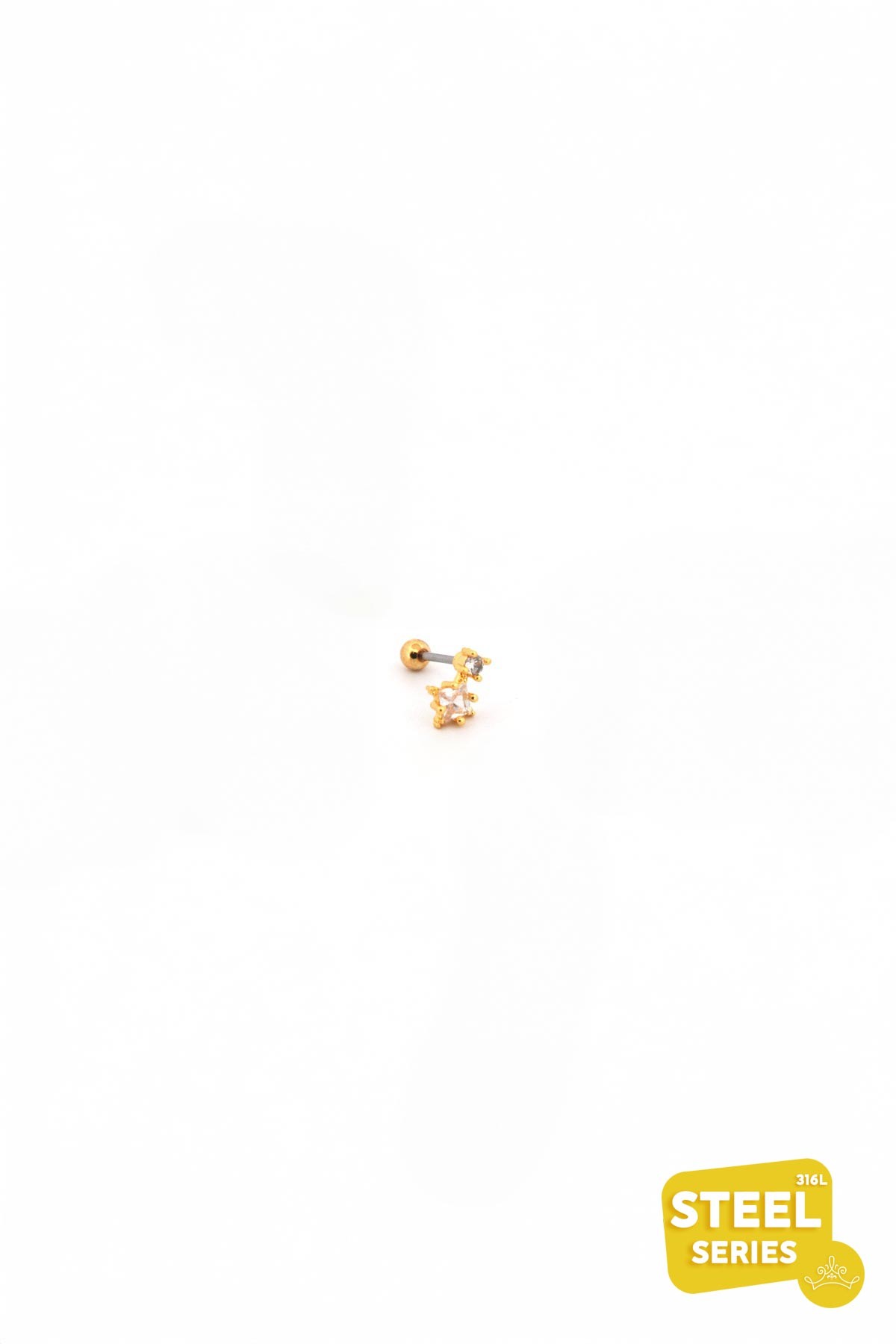 Gold Kristal Kutup Yıldızı 8mm Piercing APR2188