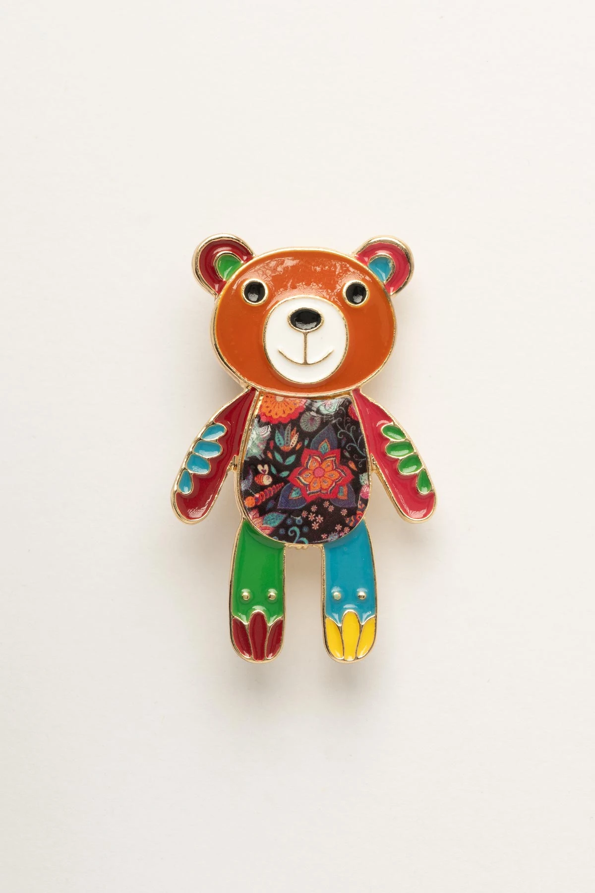 Komik Tasarım Renkli Ayıcık Yaka Broşu ABR9166