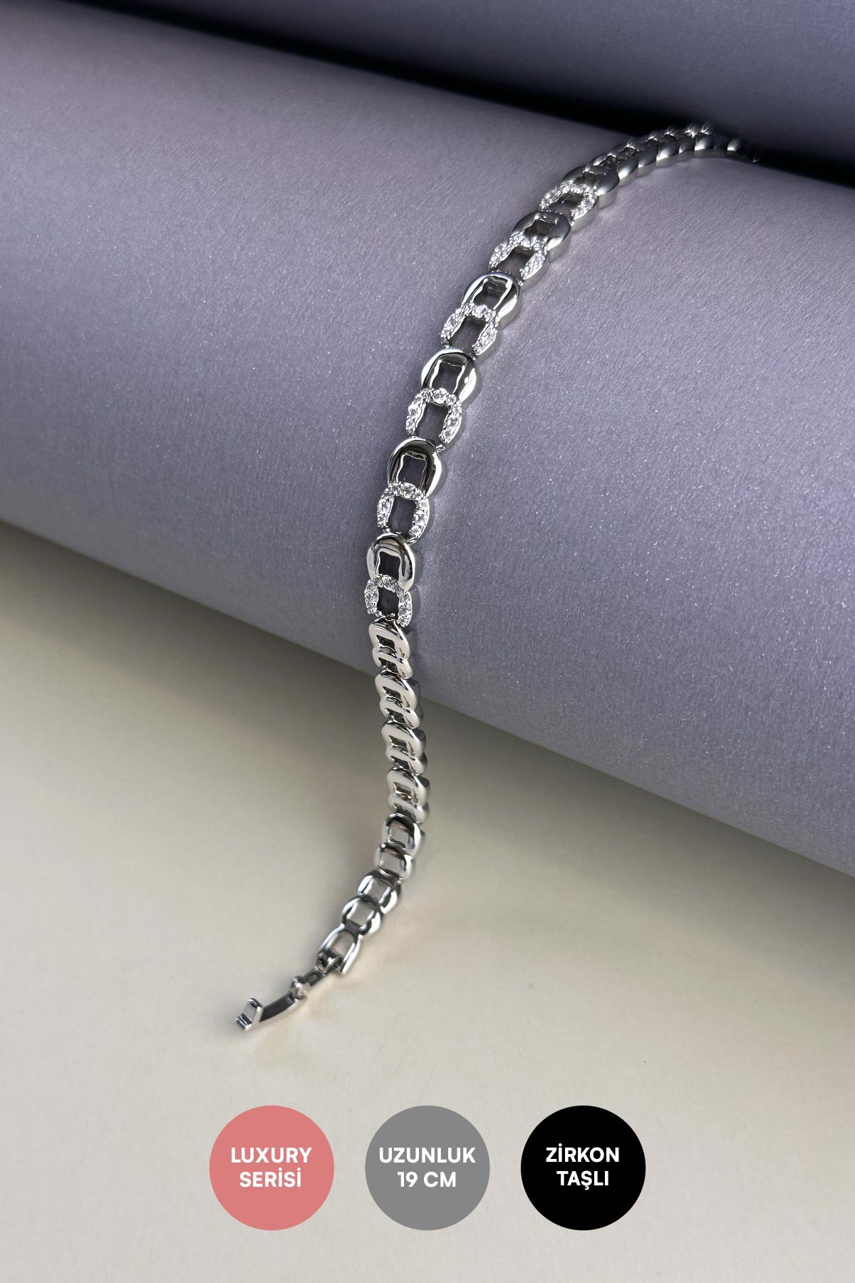 Silver Zirkon Minimal Borneo Luxury Bileklik ABL7169