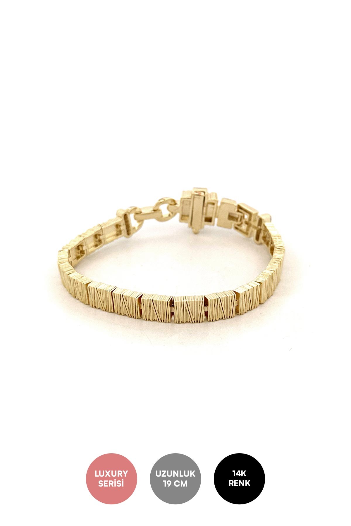 Gold Zirkon Detay Zımba Telli Kareler Luxury Bileklik ABL7133