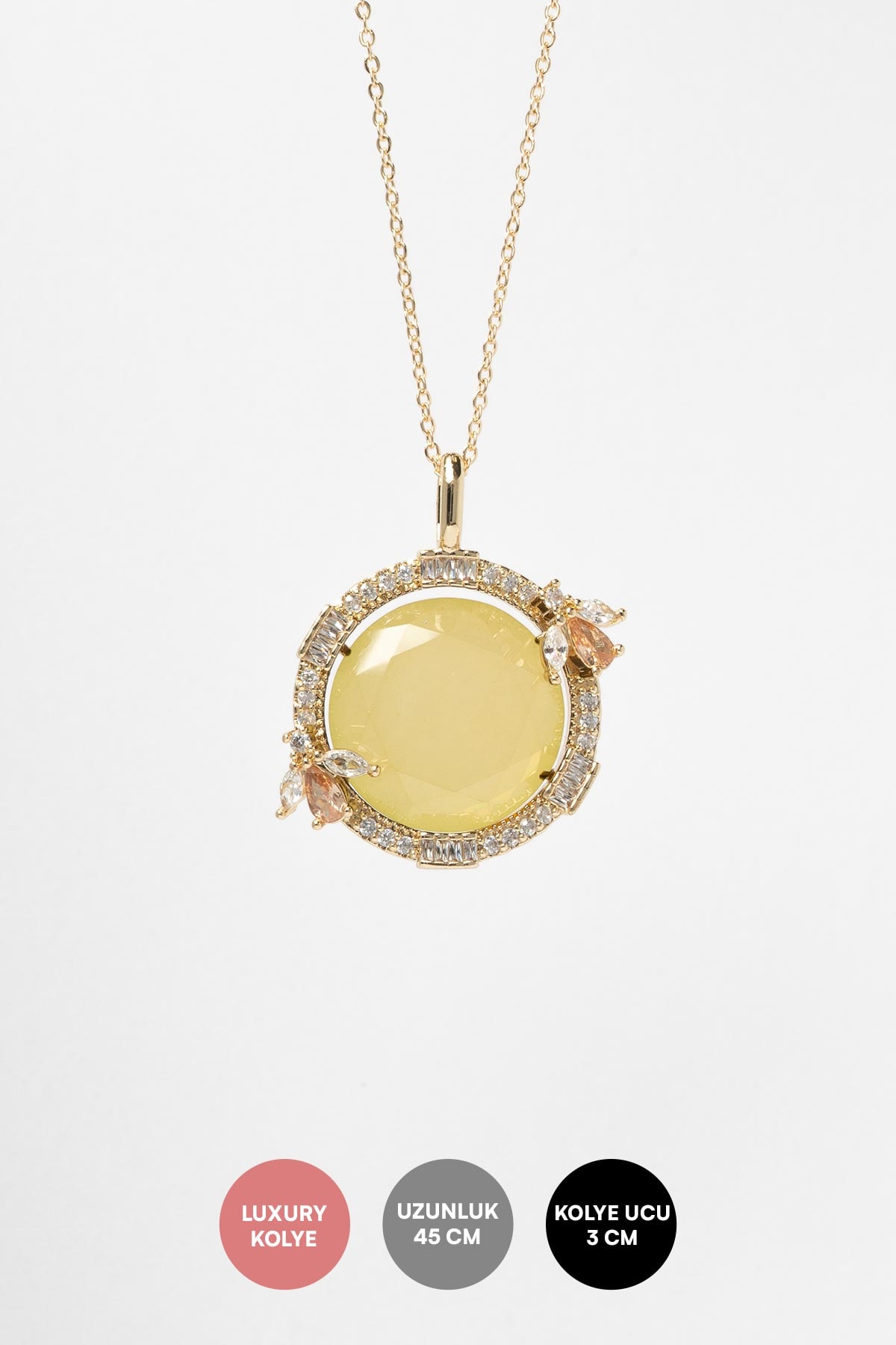 Gold Solar Bloom Yellow Luxury Kolye AKL4266