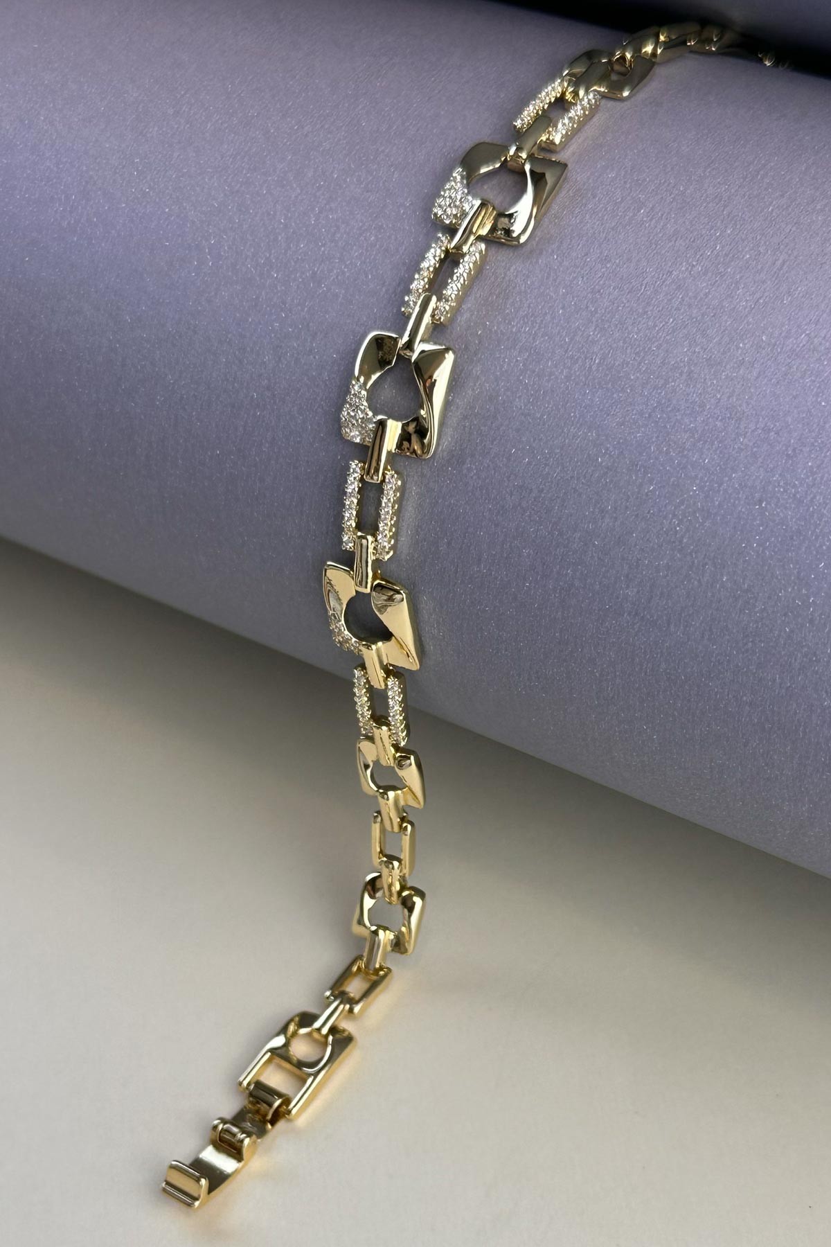 Gold Zirkon Detay Clement Tasarım Luxury Bileklik ABL7160