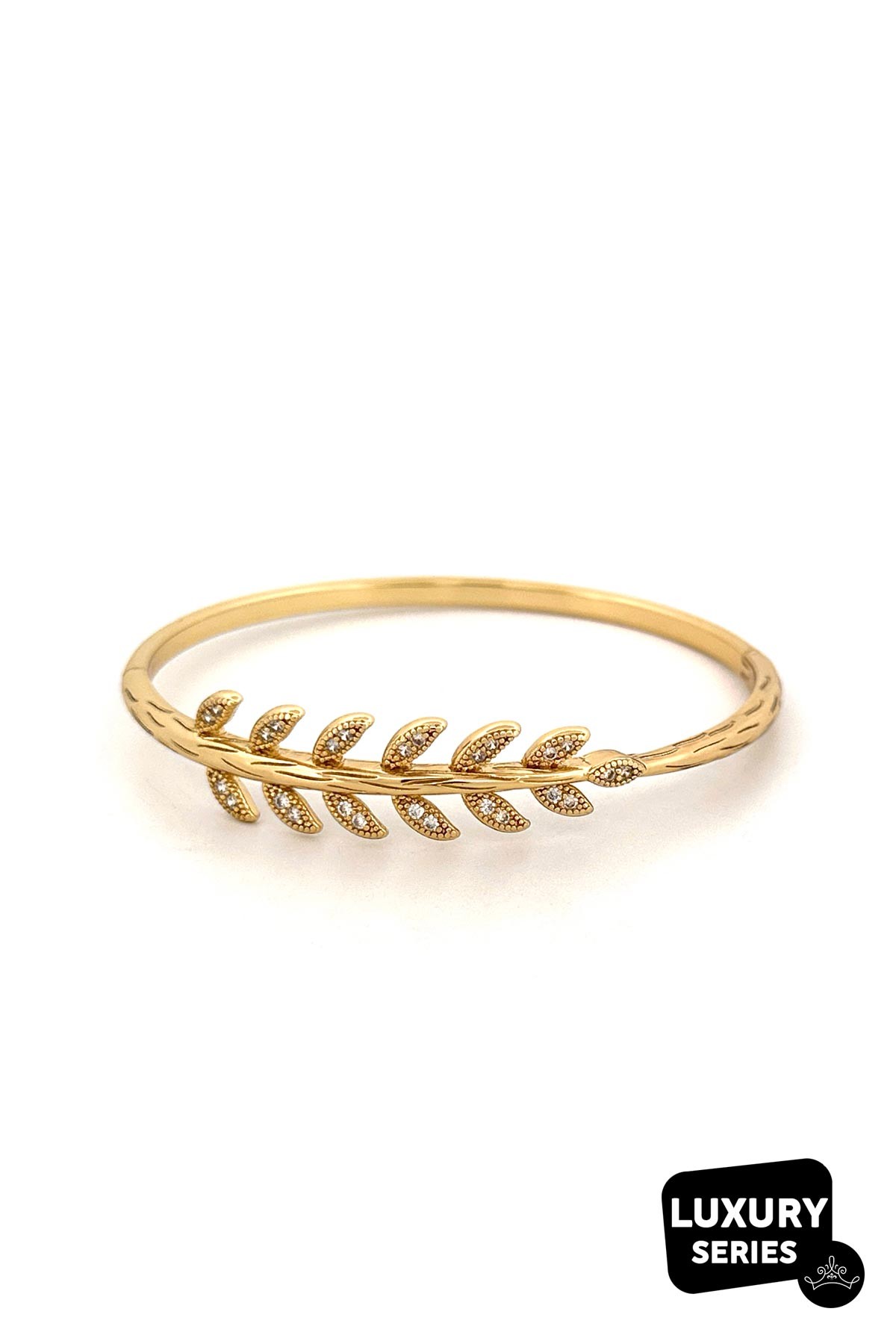 Gold Zirkon Dal Tasarım Luxury Kelepçe ABL7091