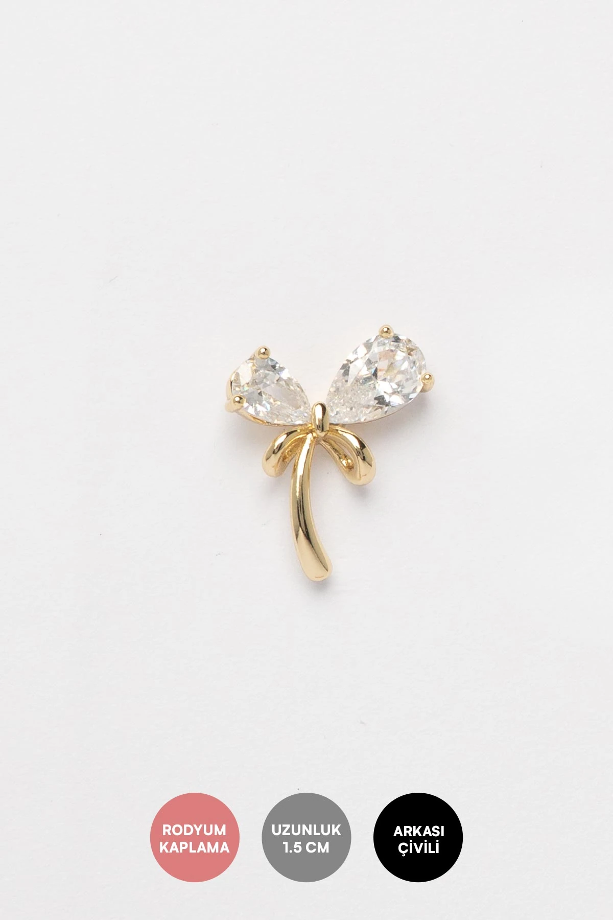 Gold 14K Damla Taş Detay Kurdela Tasarım Luxury Küpe AKE9546