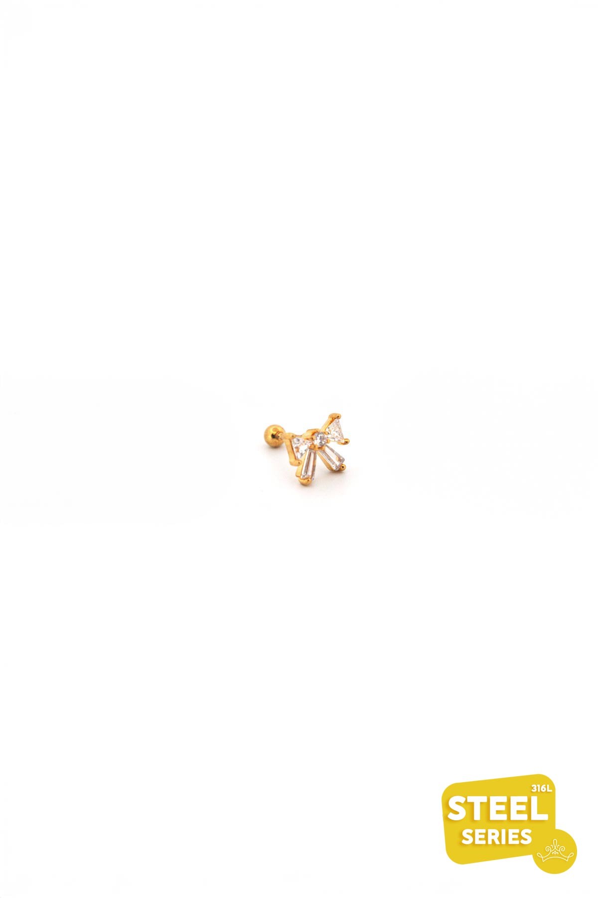 Gold Baget Fiyonk Tasarım 8mm Piercing APR2151