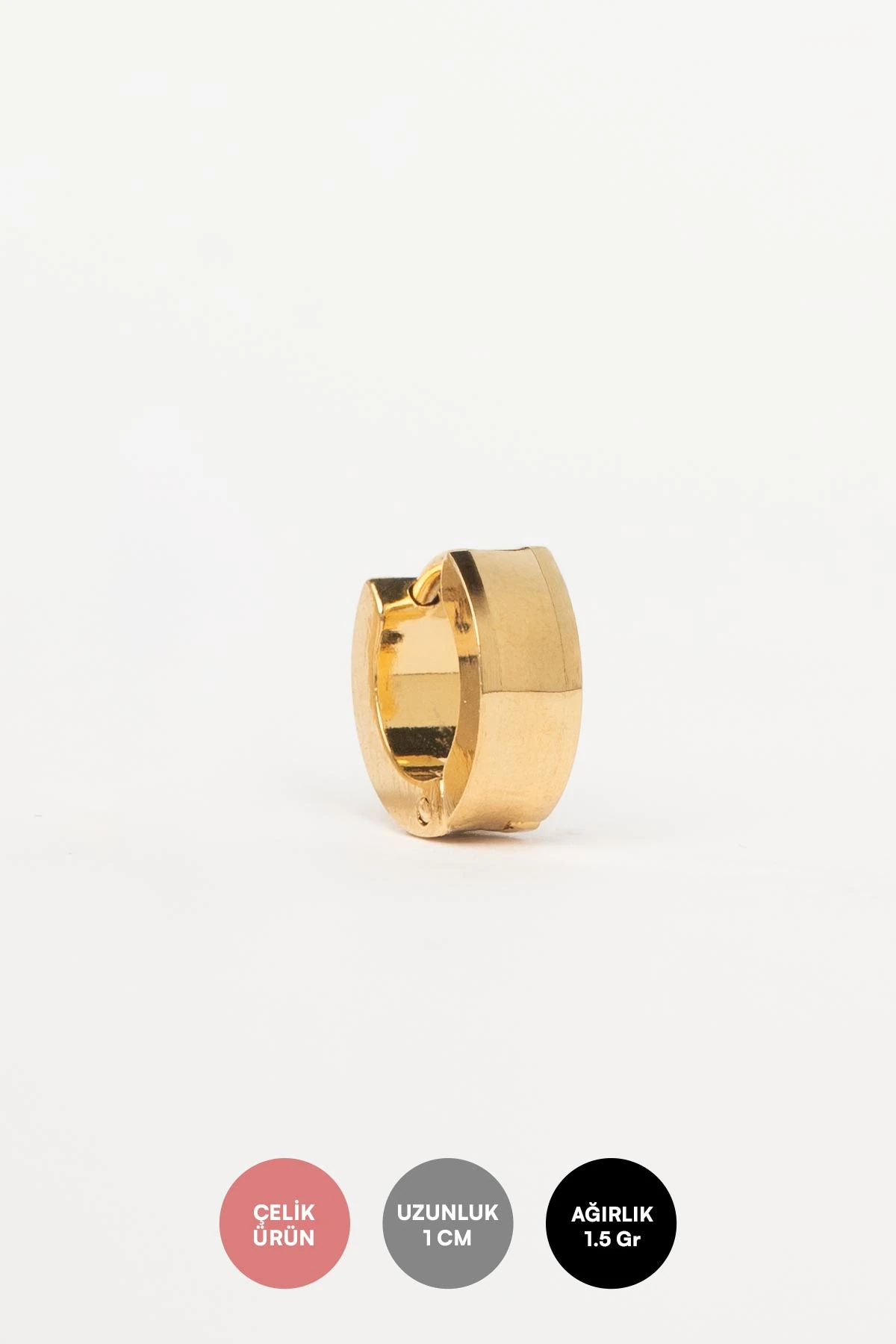 Gold Tek Kavisli Mini Halka Çelik Küpe AKE9543